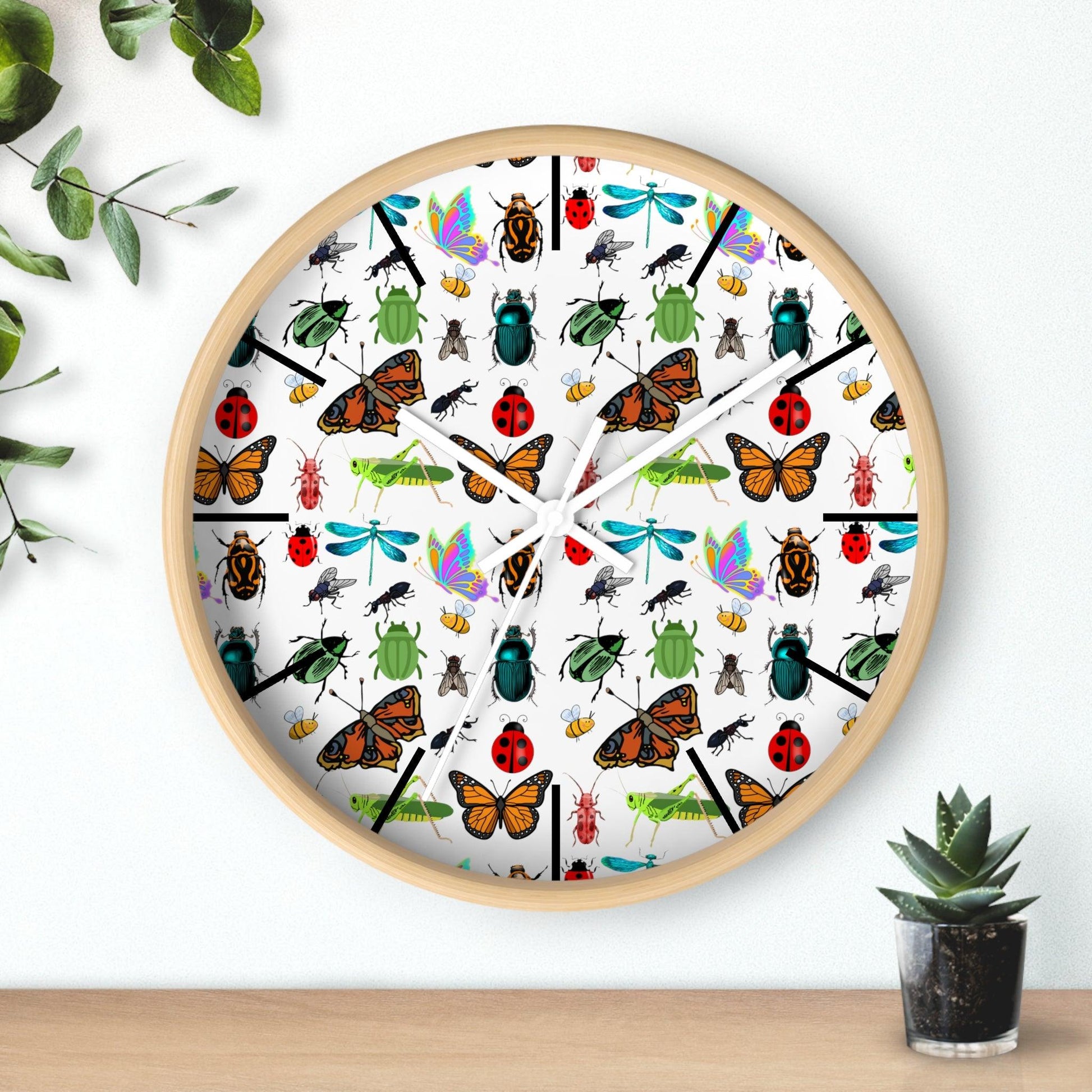 Bug Wall Clock Wall Clock Insects Wall Clock Home Decor Gift House Warming Gift - Unique Gift Farmhouse Clocks For Wall Living Room Bedroom - Giftsmojo