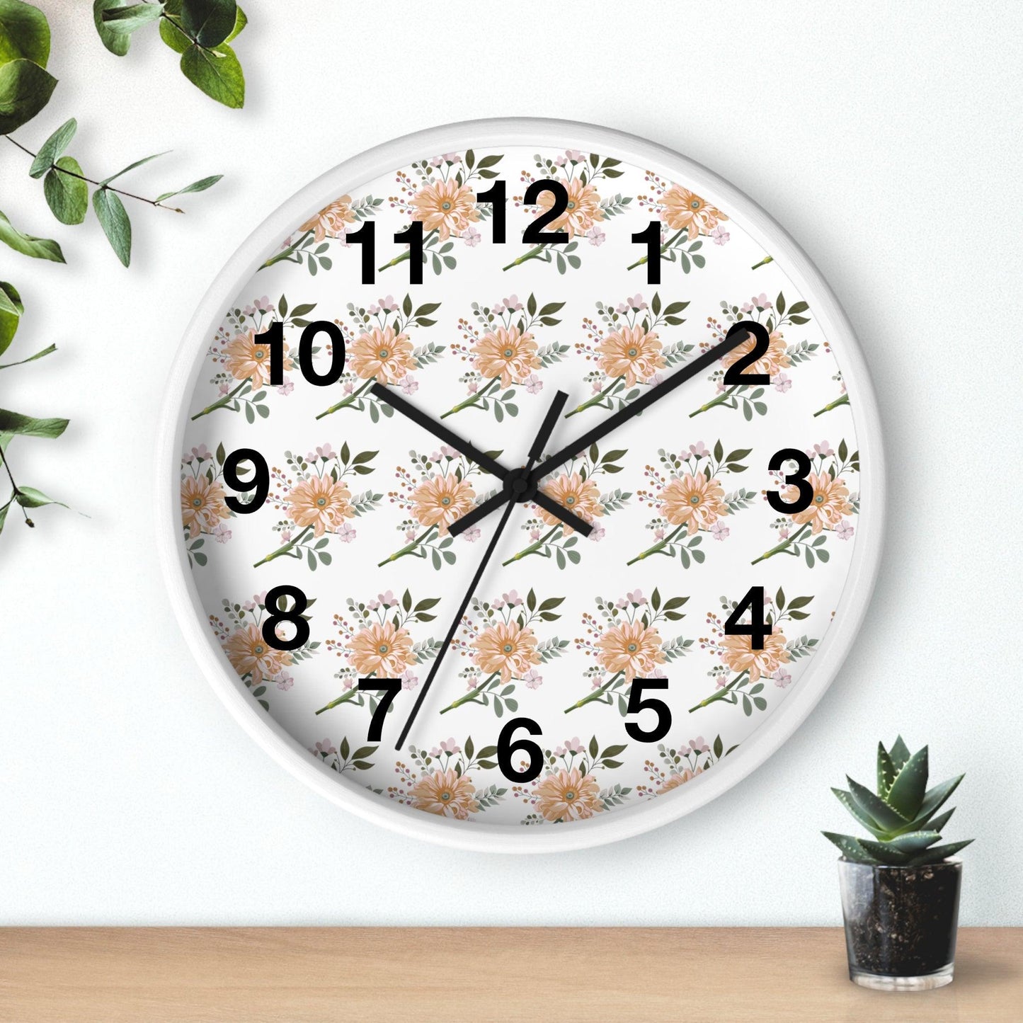 Flower wall clock, Wall clock. Floral Wall Clock, Home decor gift, House Warming gift, unique Gift, Mom gift
