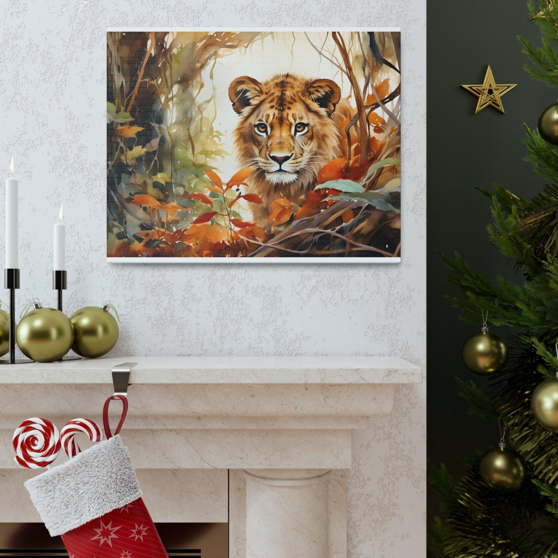 Watercolor Baby Lion In Nature Art Canvas Gallery Wraps Baby Lion Print Large Canvas Art Animal Wall Art minimalist Wall Art Lover Gift - Giftsmojo