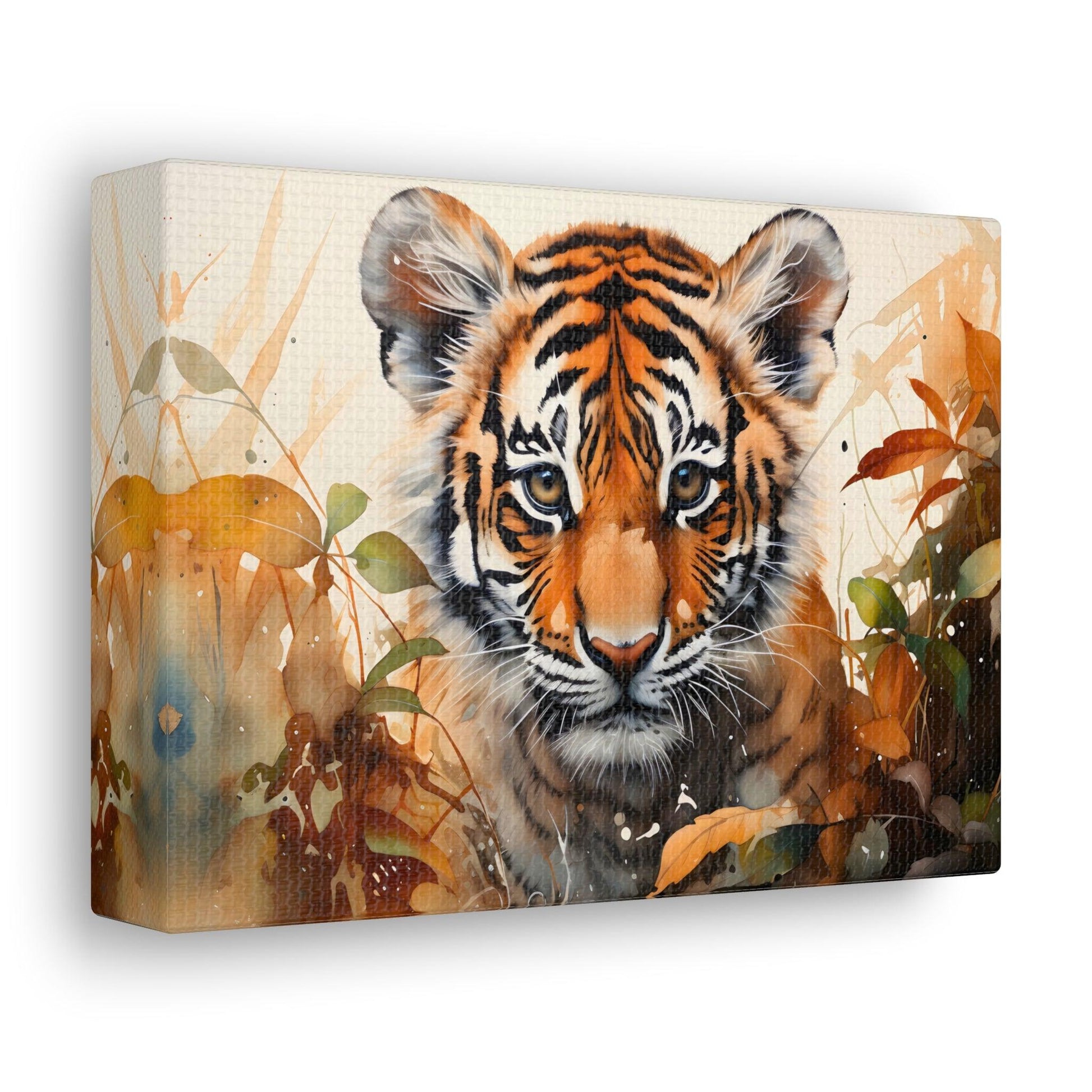 Watercolor Baby Tiger In Nature Art Canvas Gallery Wraps Tiger Print Large Canvas Art Animal Wall Art minimalist Wall Art Lover Gift - Giftsmojo