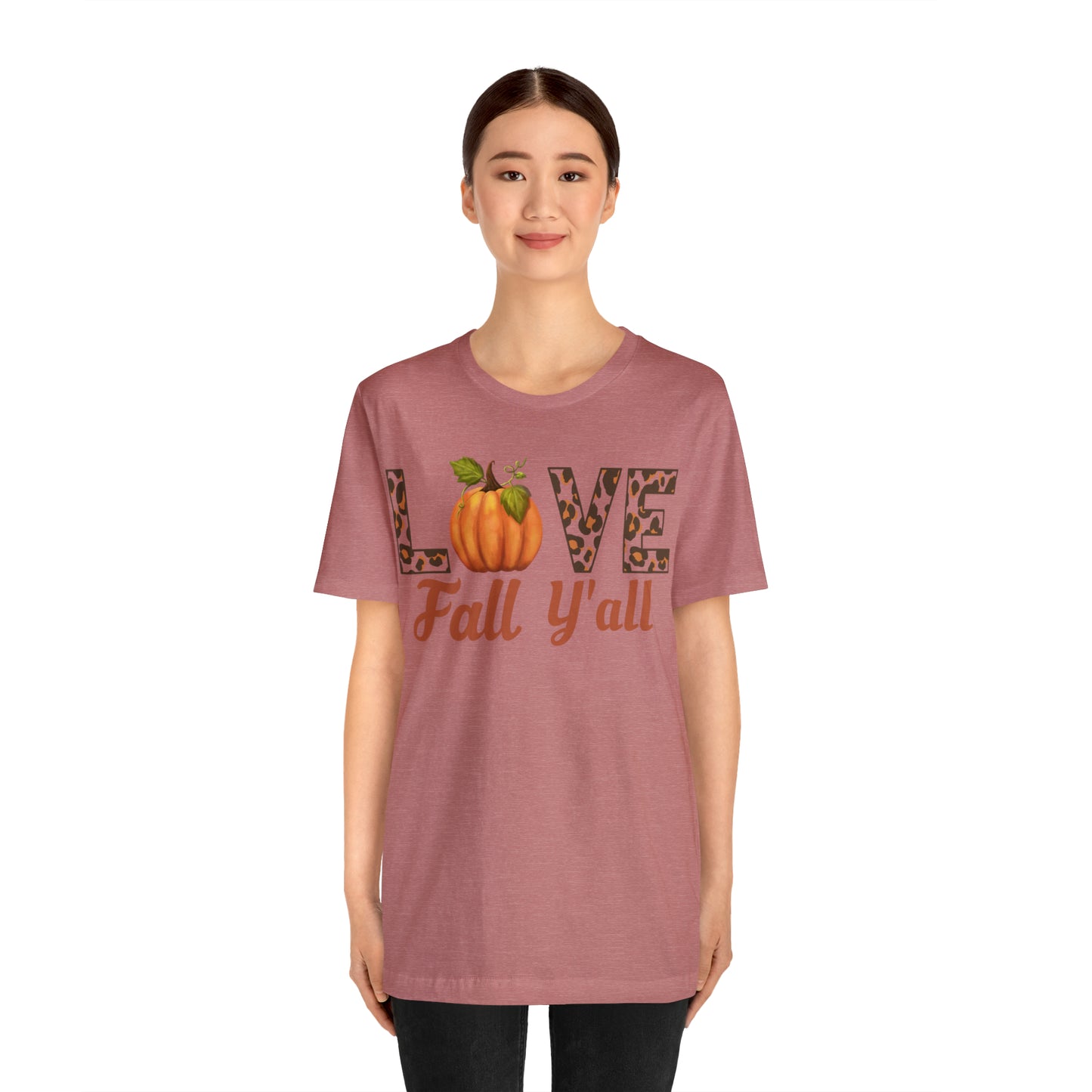 Leopard Print Love Fall Y'all Shirt, Pumpkin Shirt, Fall Shirt for Fall Lover, Fall gift