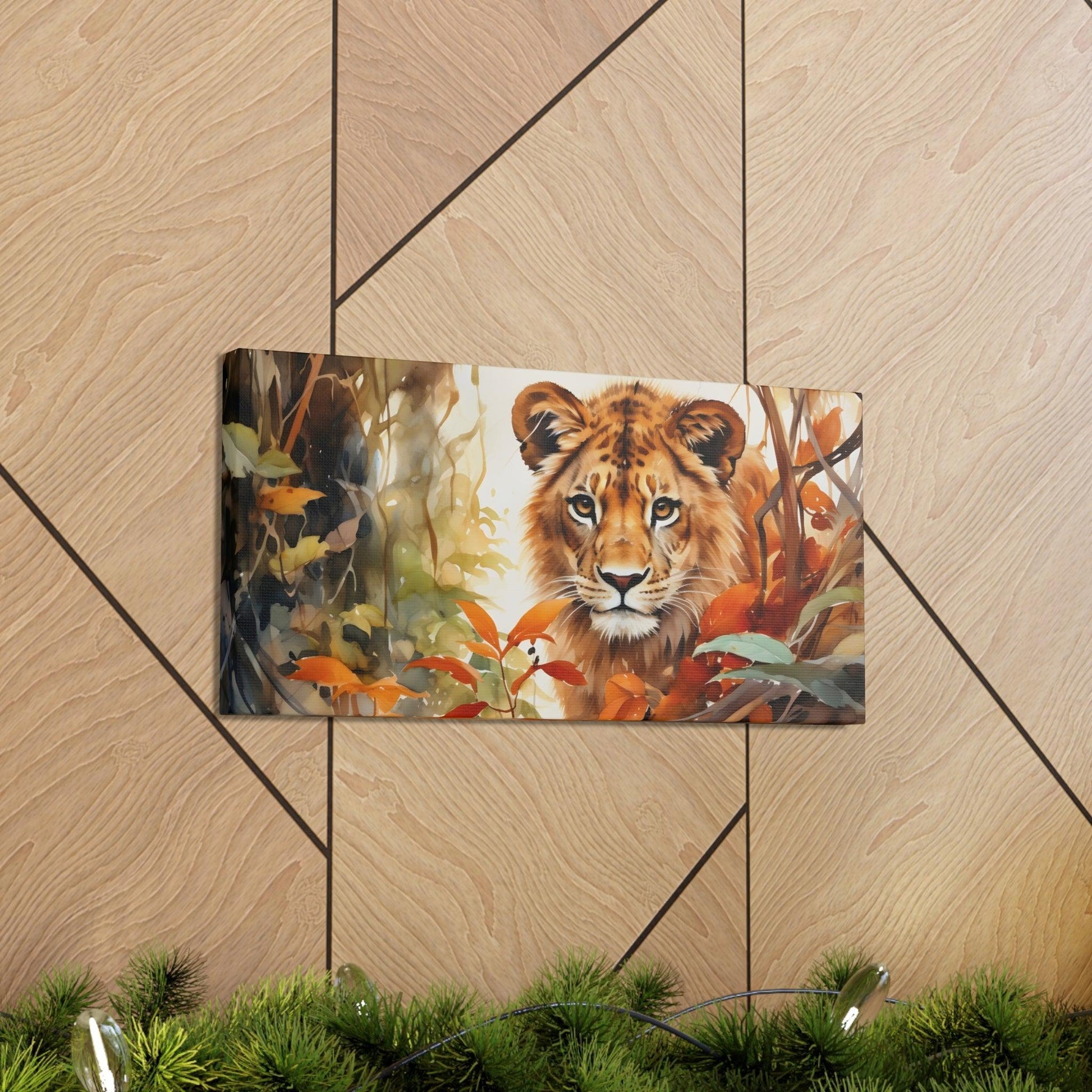 Watercolor Baby Lion In Nature Art Canvas Gallery Wraps Baby Lion Print Large Canvas Art Animal Wall Art minimalist Wall Art Lover Gift - Giftsmojo