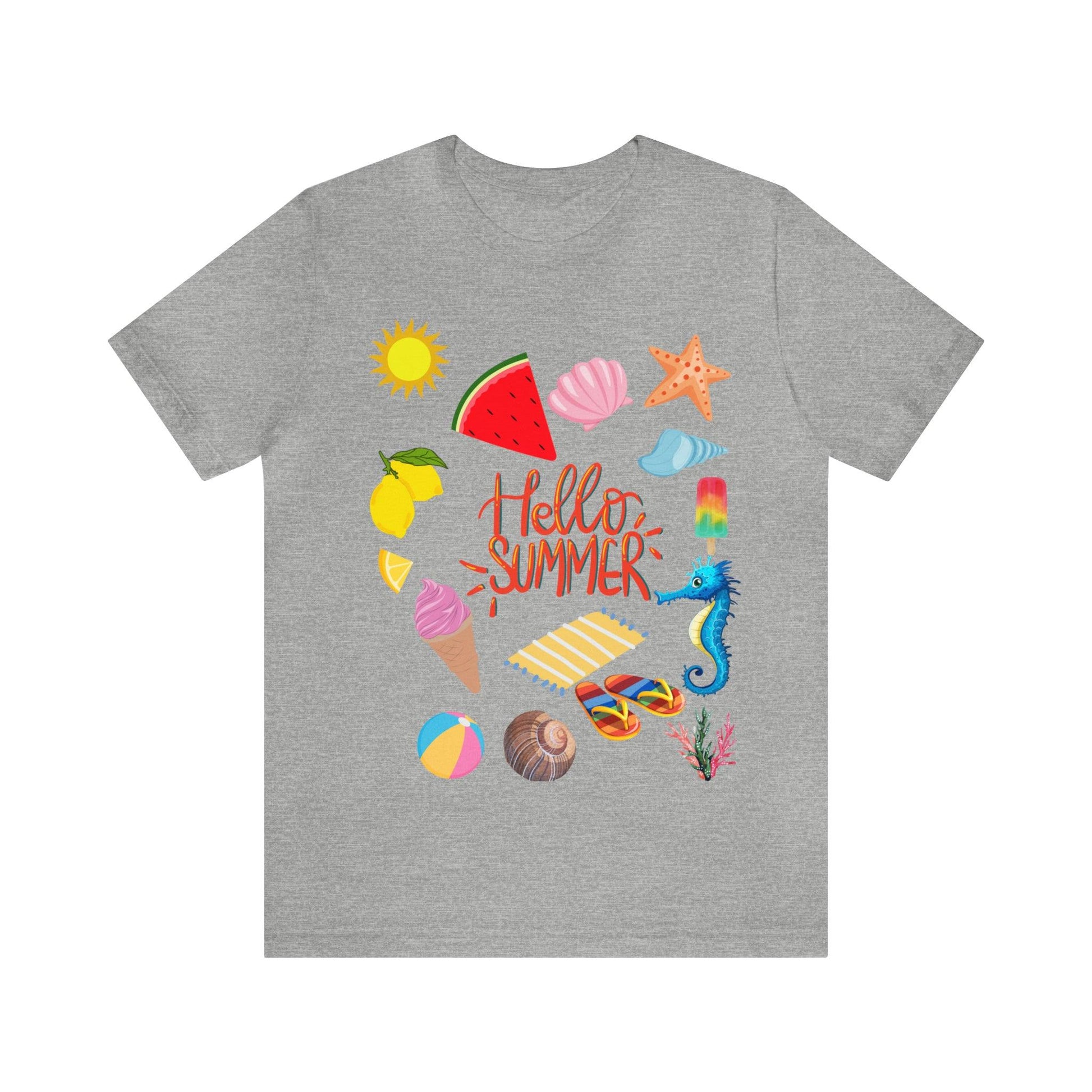 Hello Summer shirt, Summer shirts for women and men, Summer Casual Top Tee - Giftsmojo