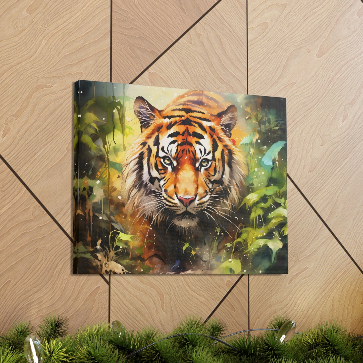 Watercolor Tiger In Nature Art Canvas Gallery Wraps Tiger Print Large Canvas Art Animal Wall Art minimalist Wall Art Lover Gift