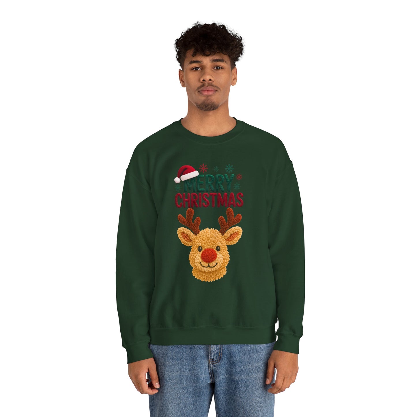 Santa Hat Reindeer Merry Christmas Sweatshirt