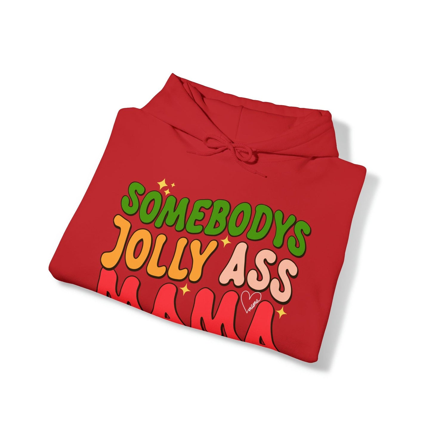 Funny Groovy Retro Christmas - Somebodys Jolly Ass MAMA Christmas Hooded Sweatshirt - Giftsmojo