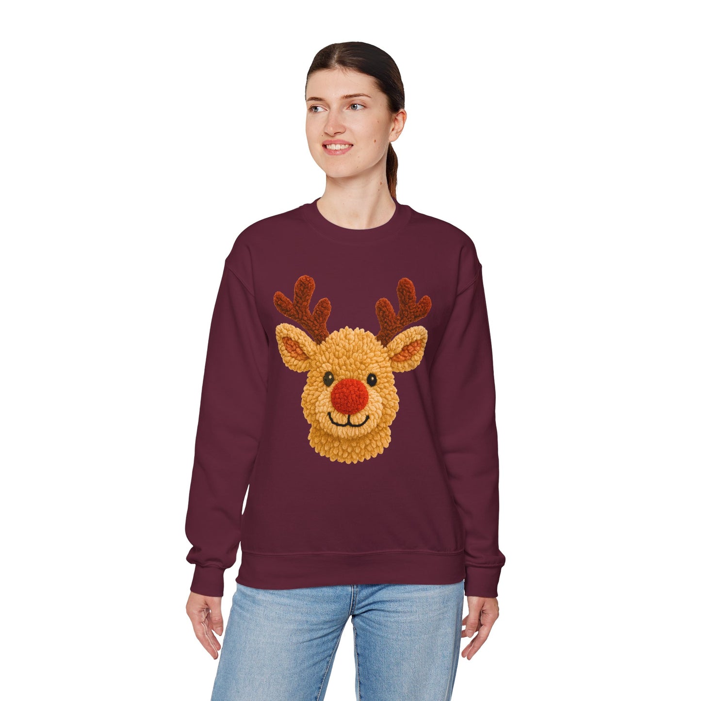 Reindeer Christmas Sweatshirt Unisex Fleece Crew | GiftsMojo