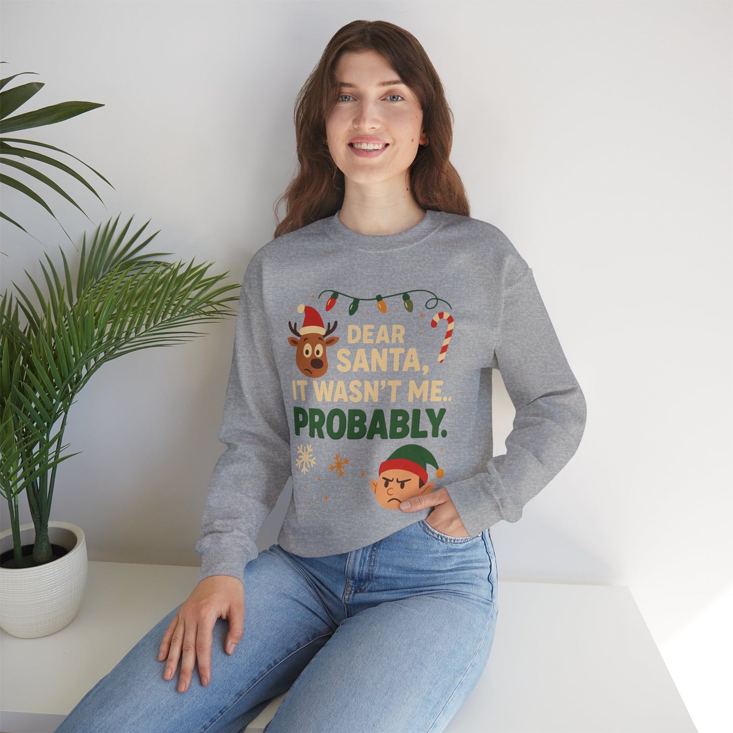 Funny Holiday Unisex Sweatshirt - 'Dear Santa It Wasn't Me' Design
