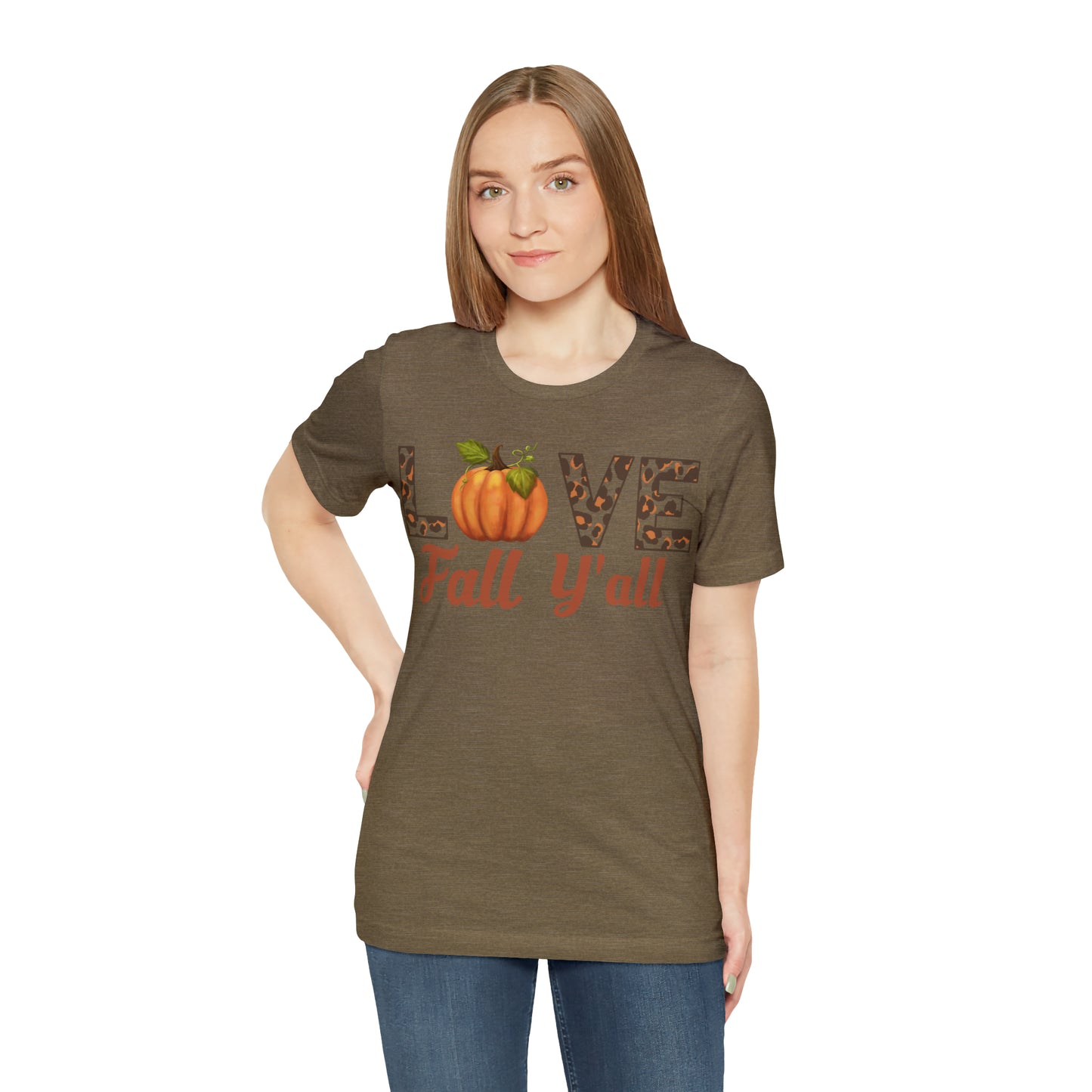 Leopard Print Love Fall Y'all Shirt, Pumpkin Shirt, Fall Shirt for Fall Lover, Fall gift