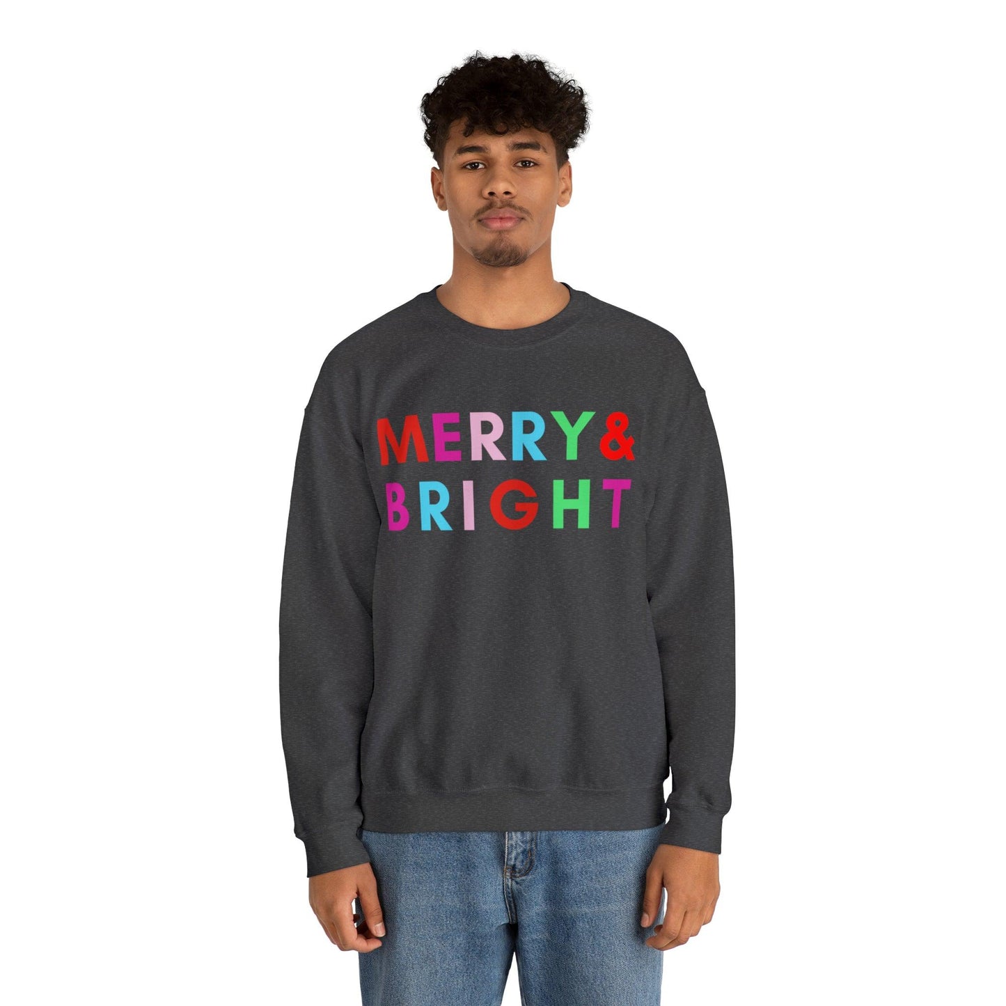 Merry and Bright Christmas Sweatshirt Christmas Shirts, Merry Christmas Crewneck Cute Winter Sweater Christmas Gift - Giftsmojo