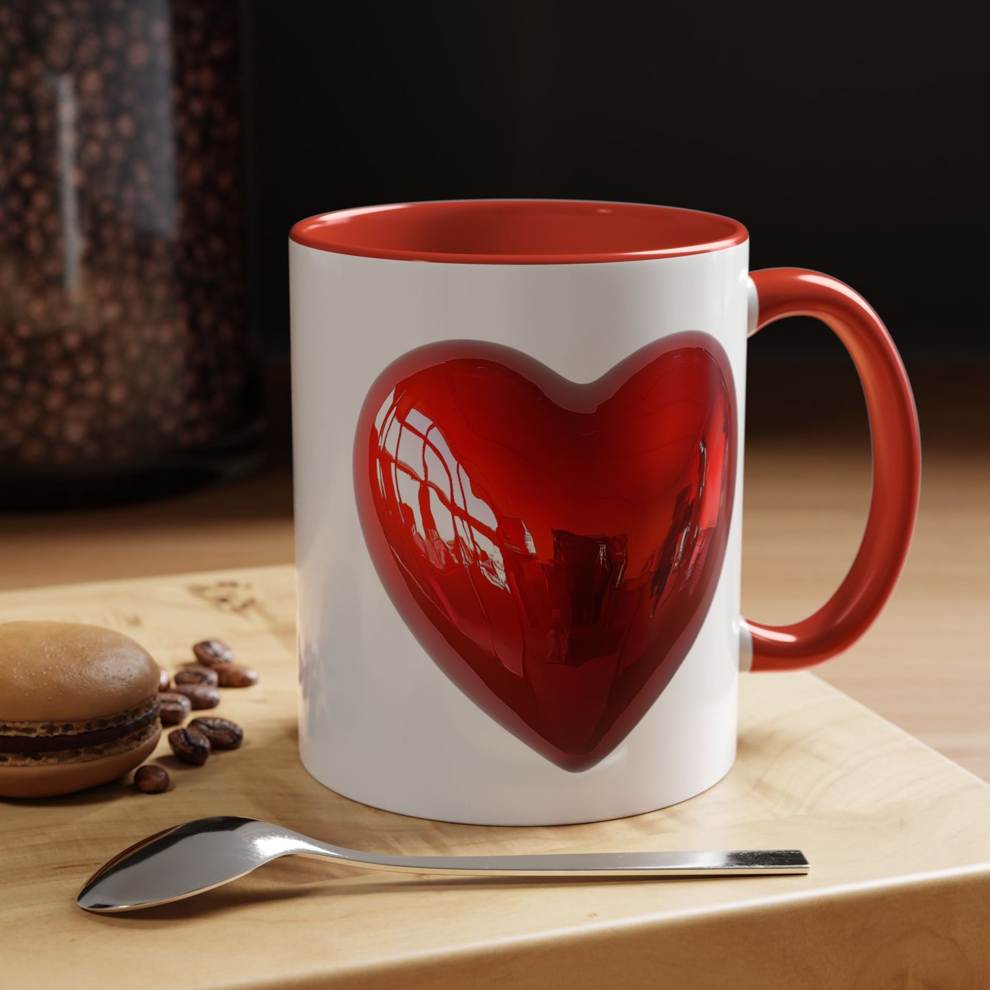 Heart-Shaped Accent Coffee Mug, Perfect Gift for Valentine's Day, Love/Anniversary