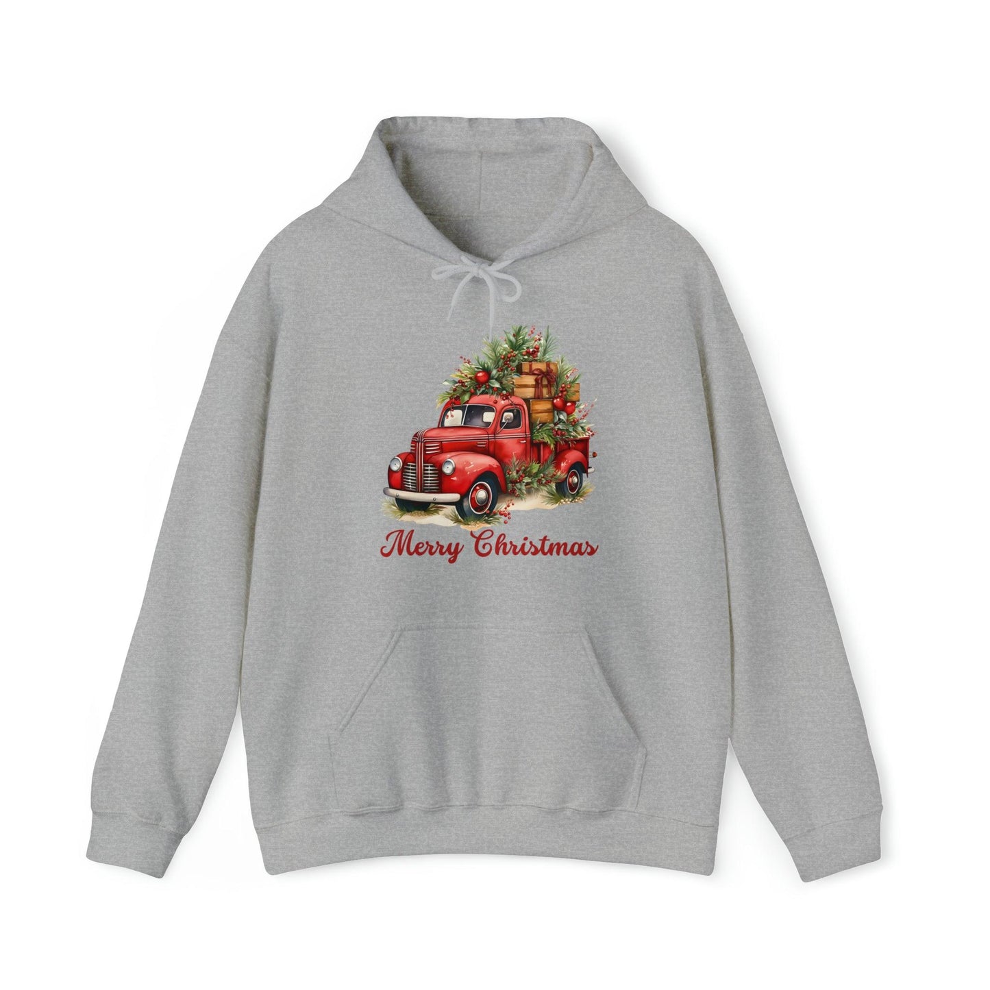 Christmas Tree Truck Hooded Sweatshirt Christmas Truck Sweatshirt Christmas Sweater Truck Pullover Christmas Tree Sweat Pine Tree Pullover - Giftsmojo