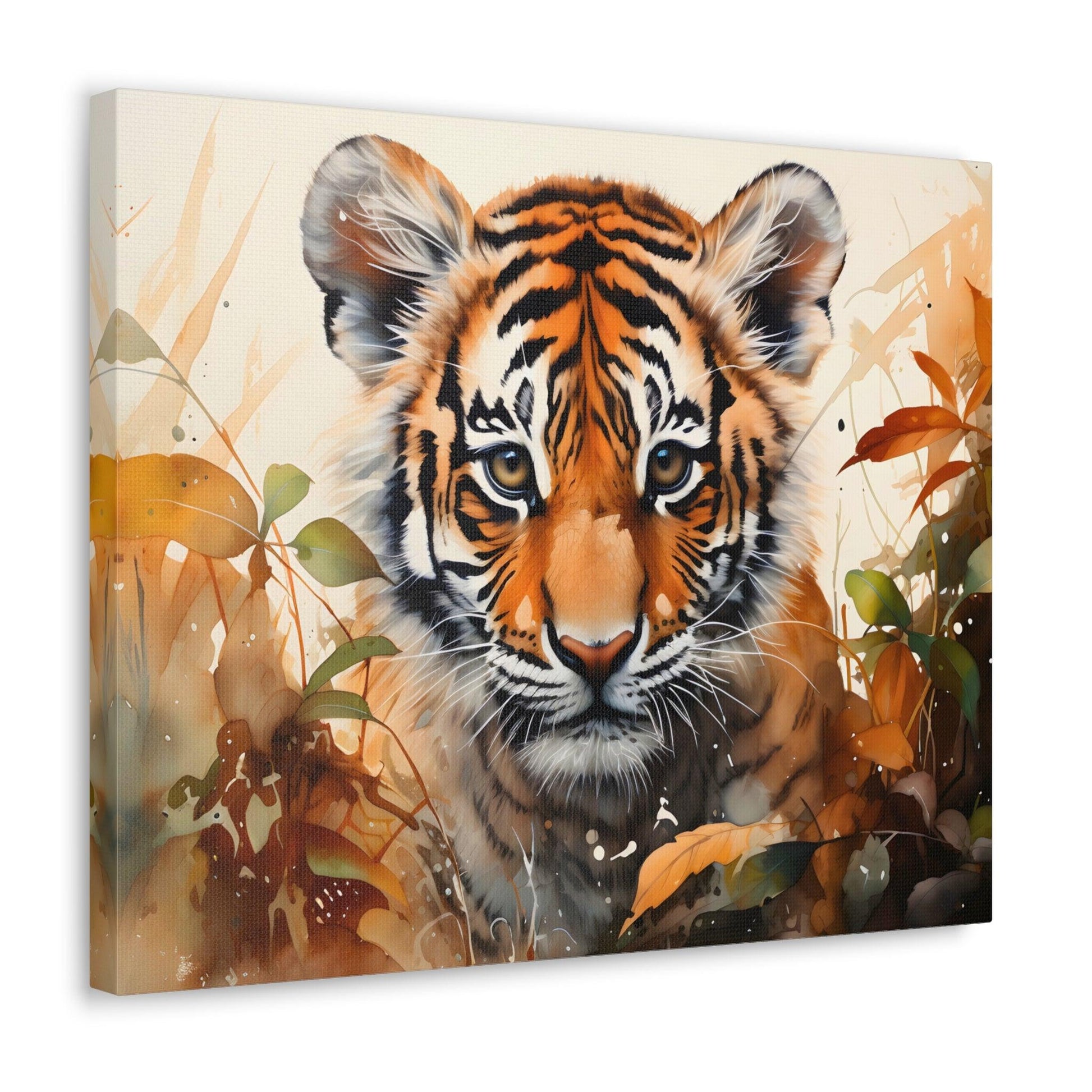 Watercolor Baby Tiger In Nature Art Canvas Gallery Wraps Tiger Print Large Canvas Art Animal Wall Art minimalist Wall Art Lover Gift - Giftsmojo