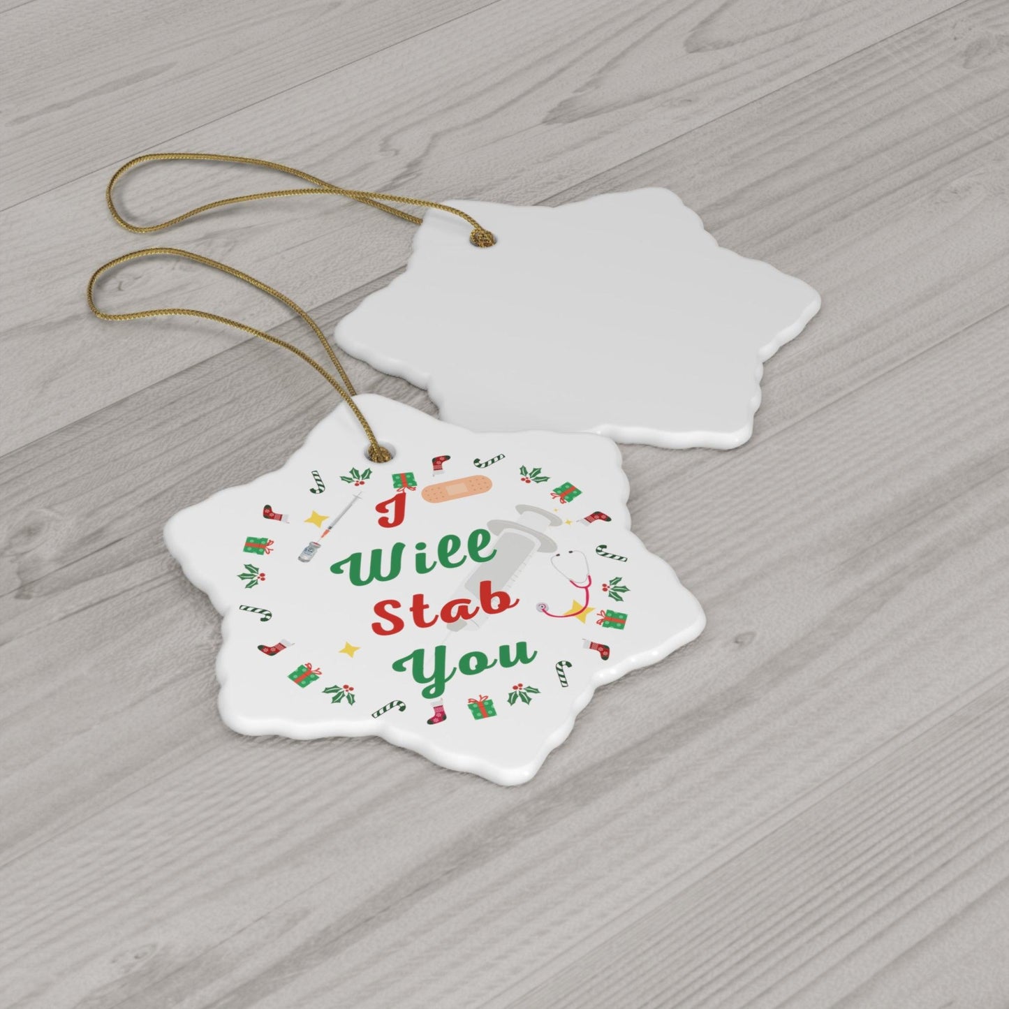 I will Stab You Nurse Christmas Ornament Nurse Ornament Nurse Christmas Tree Ornament Nurse Care Ornament Nurses Ornament Occupation Job - Giftsmojo