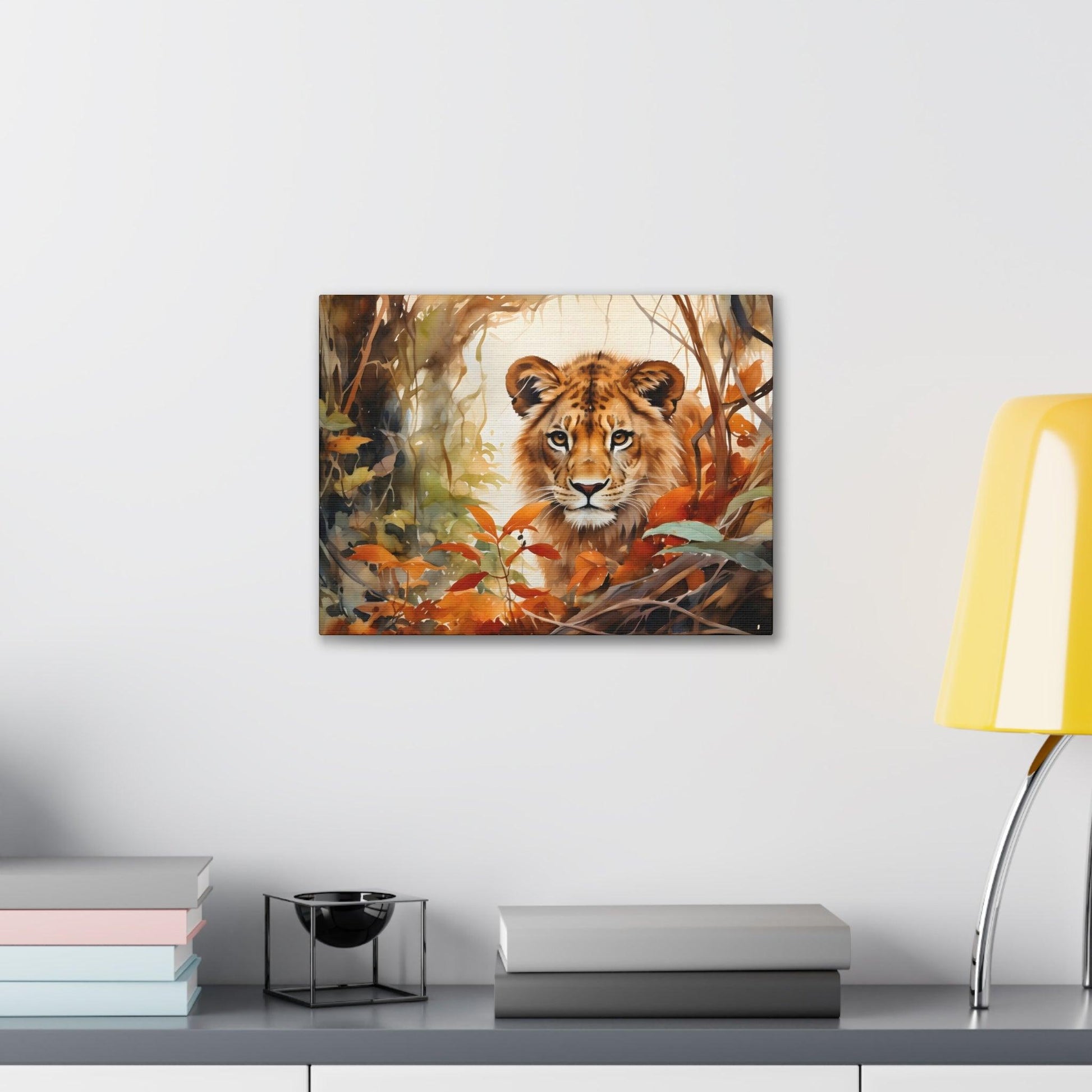 Watercolor Baby Lion In Nature Art Canvas Gallery Wraps Baby Lion Print Large Canvas Art Animal Wall Art minimalist Wall Art Lover Gift - Giftsmojo