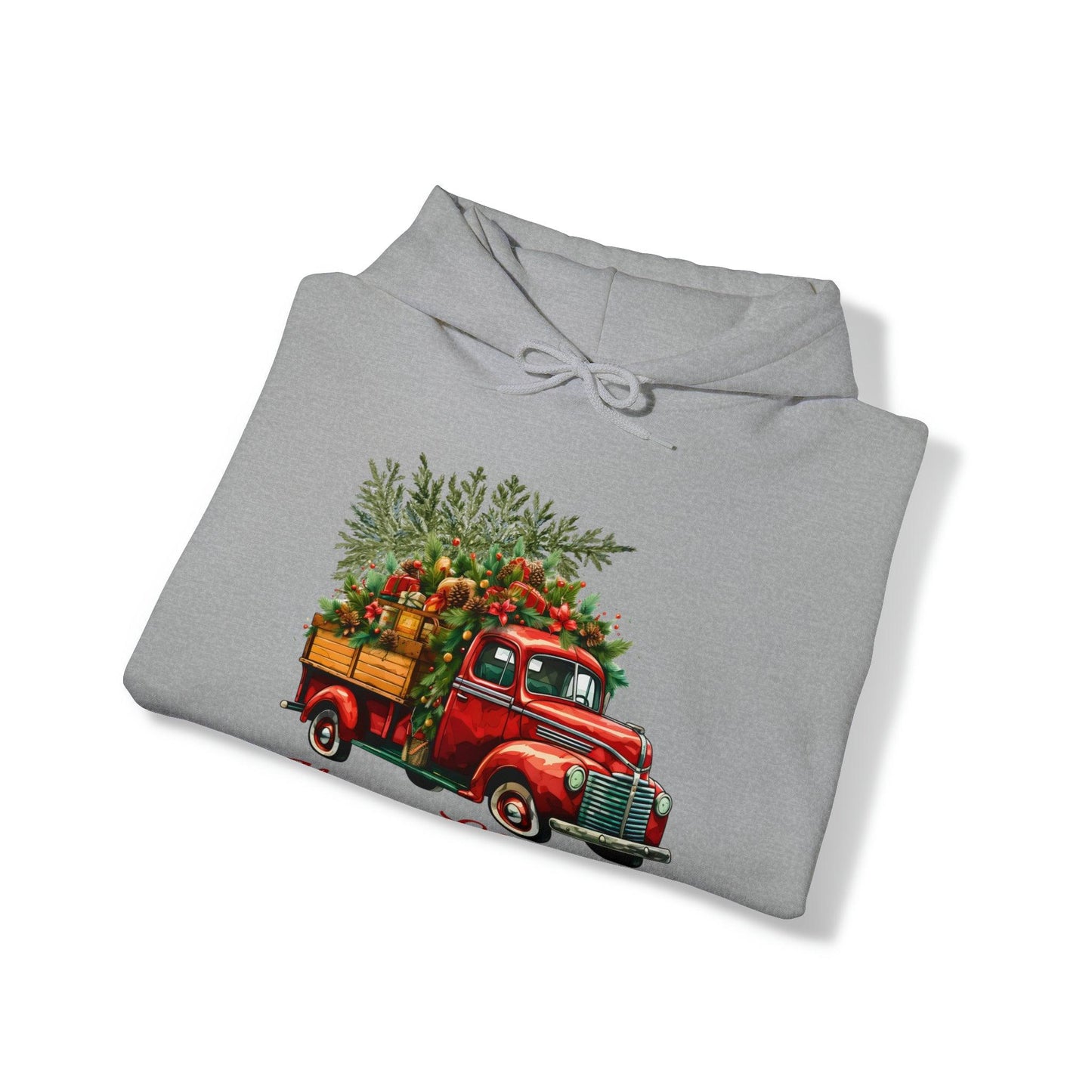 Christmas Tree Truck Hooded Sweatshirt Christmas Truck Sweatshirt Christmas Sweater Truck Pullover Christmas Tree Sweat Pine Tree Pullover - Giftsmojo