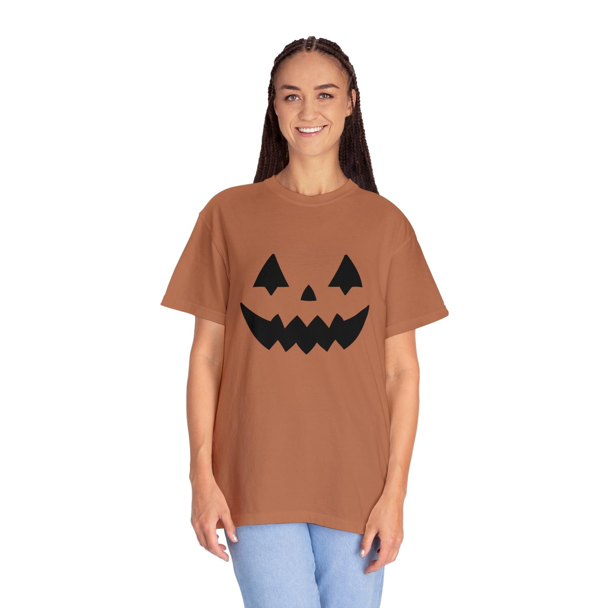 Cute Pumpkin Face Shirt Retro Halloween Tshirt, Vintage Shirt Halloween Shirt Pumpkin Face Halloween Costume Comfort Colors - Giftsmojo