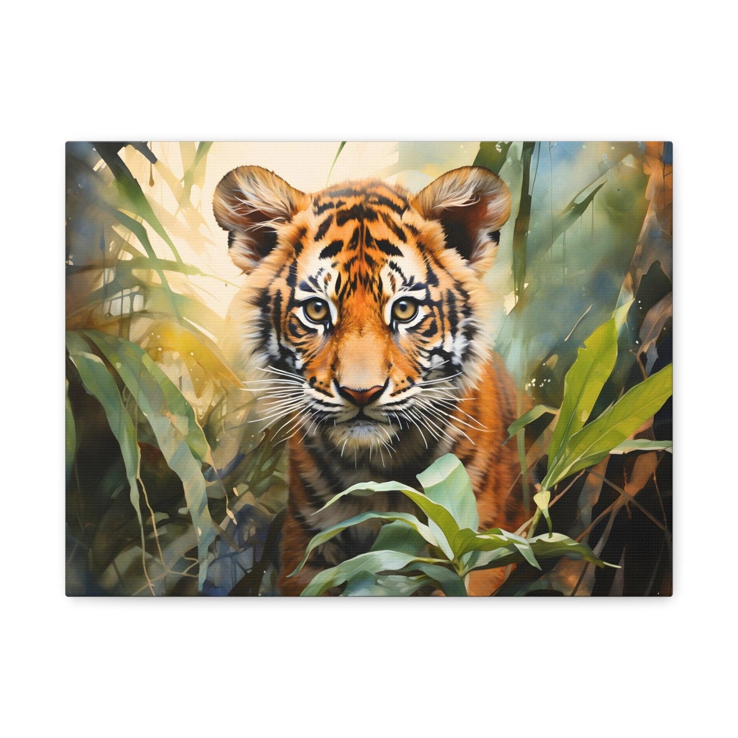 Watercolor Baby Tiger In Nature Art Canvas Gallery Wraps Tiger Print Large Canvas Art Animal Wall Art minimalist Wall Art Lover Gift - Giftsmojo