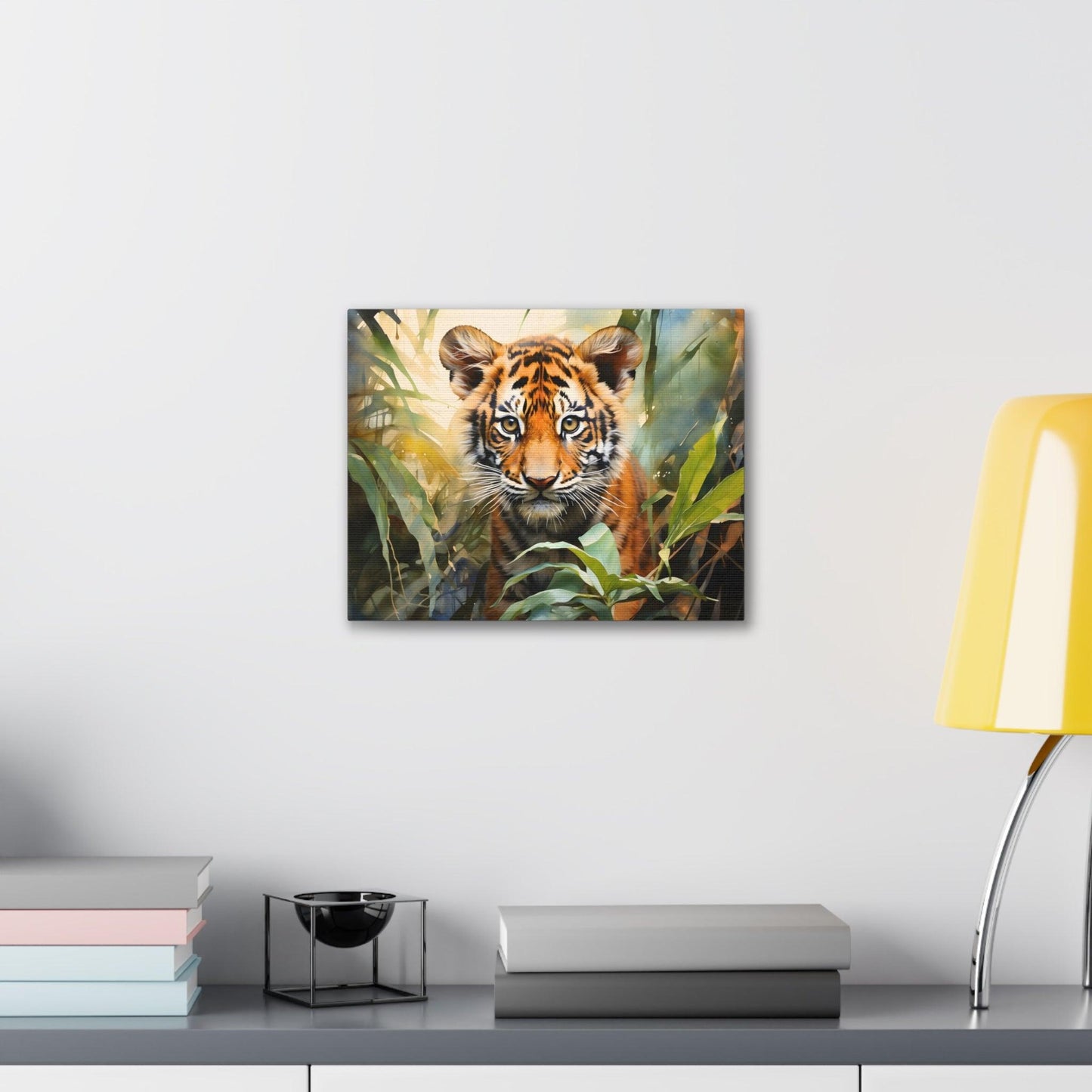 Watercolor Baby Tiger In Nature Art Canvas Gallery Wraps Tiger Print Large Canvas Art Animal Wall Art minimalist Wall Art Lover Gift - Giftsmojo