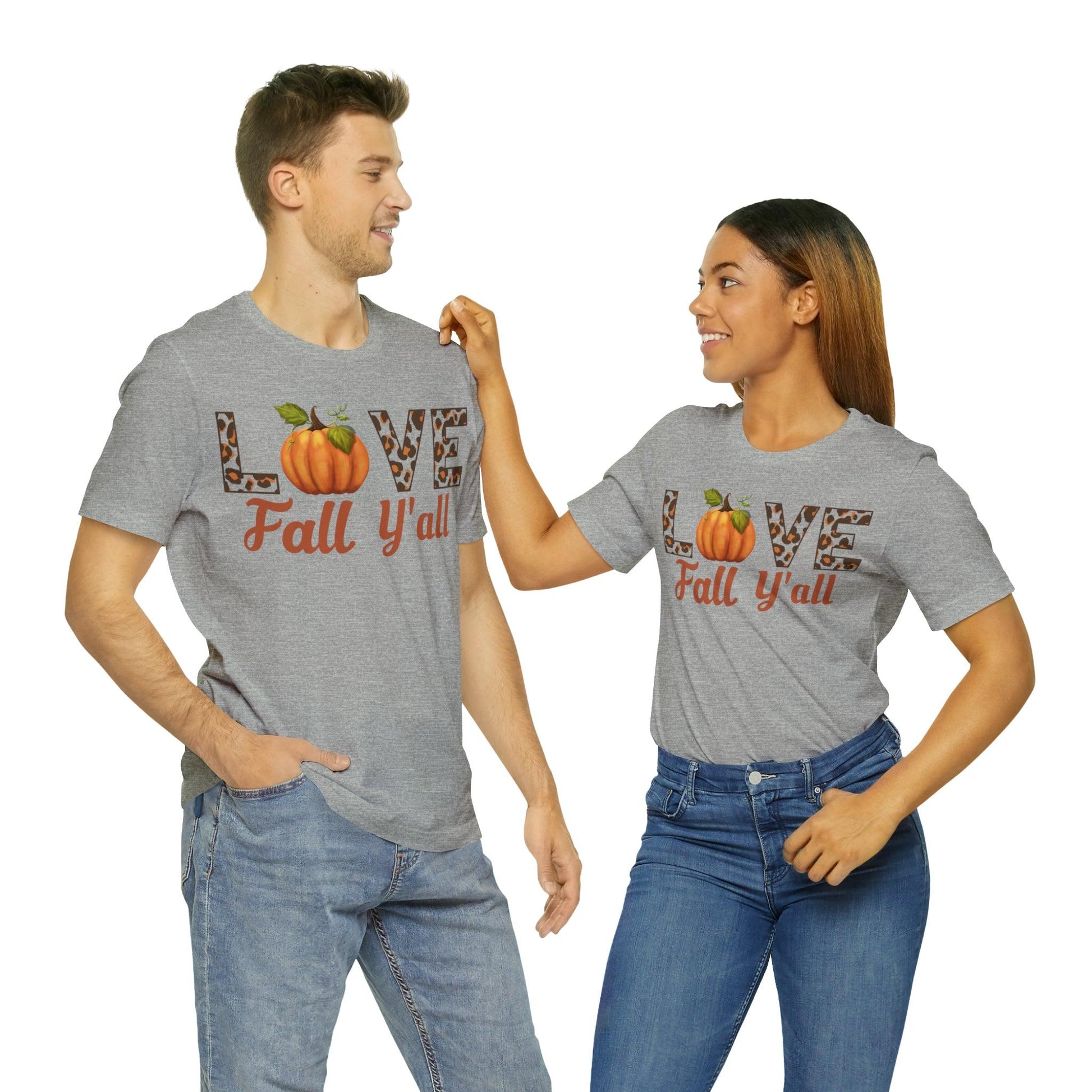 Leopard Print Love Fall Y'all Shirt, Pumpkin Shirt, Fall Shirt for Fall Lover, Fall gift - Giftsmojo