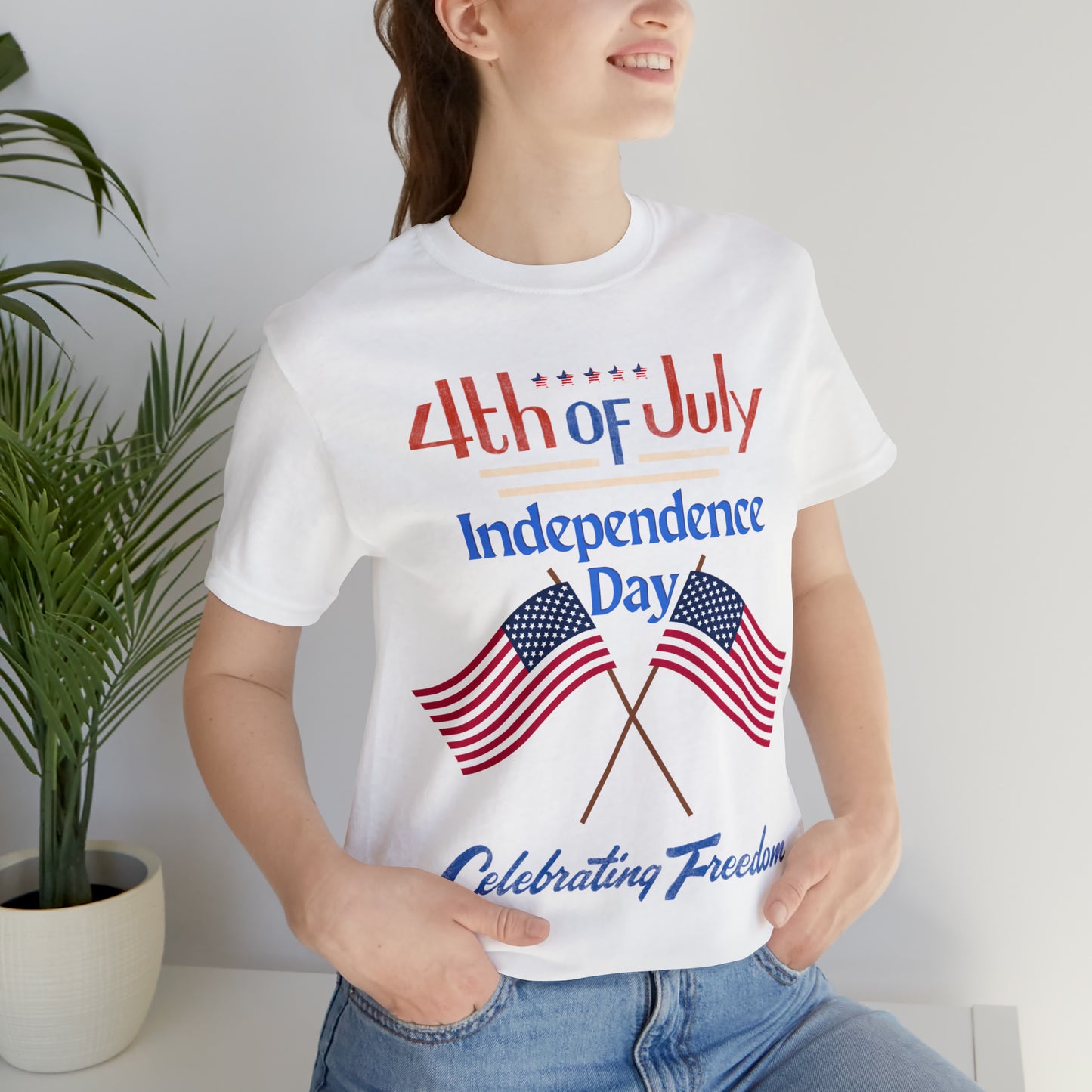 Express Your Patriotism with 4th of July Flag Shirt: Independence Day, Fireworks, Celebrating Freedom - Perfect for Women and Men