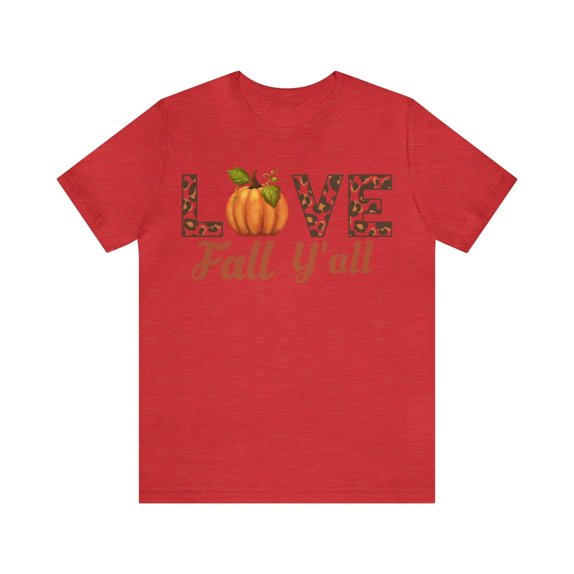 Leopard Print Love Fall Y'all Shirt, Pumpkin Shirt, Fall Shirt for Fall Lover, Fall gift - Giftsmojo