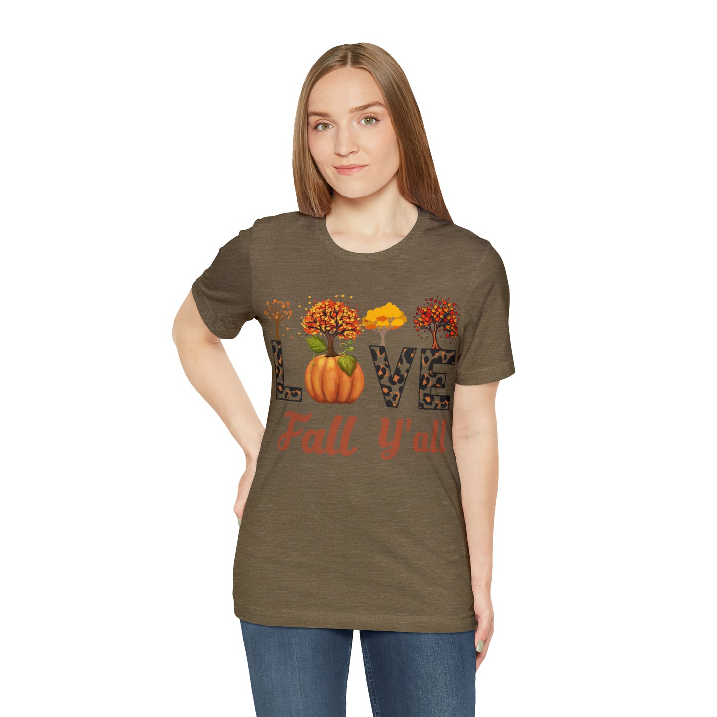 Leopard Print Love Fall Y'all, Fall shirt, Fall lover gift, Nature lover gift.