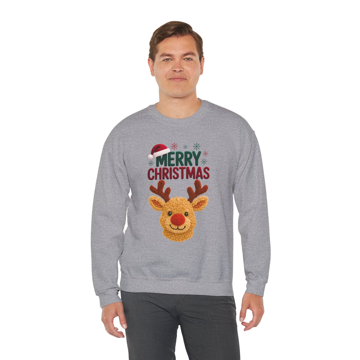 Santa Hat Reindeer Merry Christmas Sweatshirt