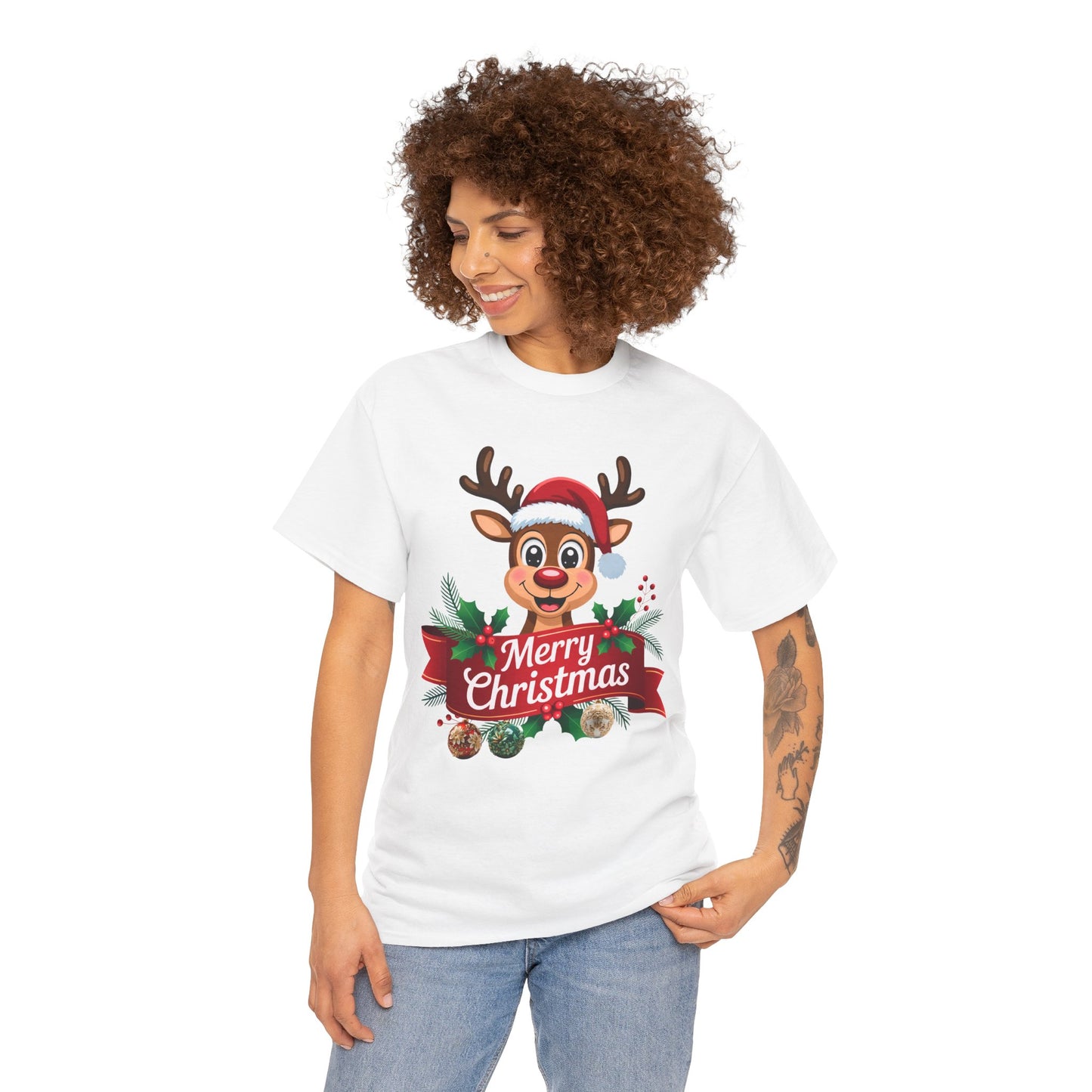 Christmas Reindeer Tee — Merry Christmas Cute Holiday Shirt