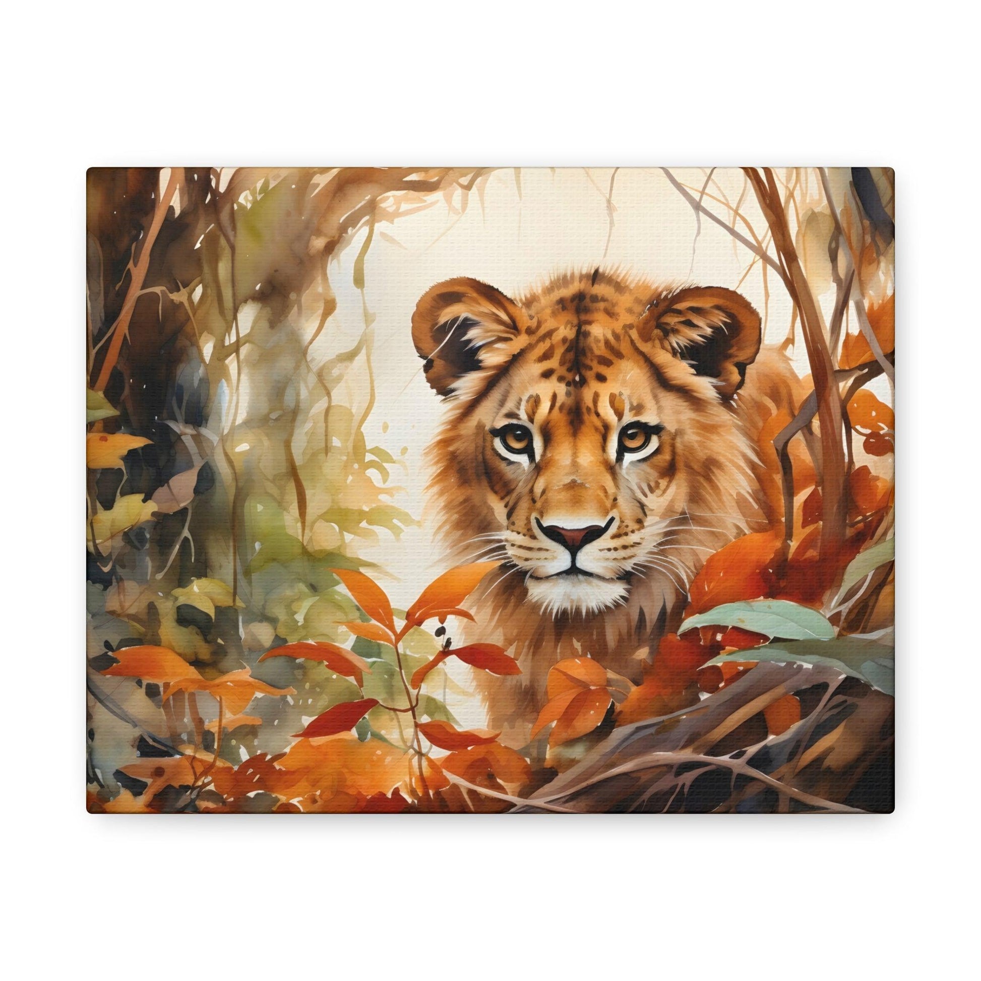 Watercolor Baby Lion In Nature Art Canvas Gallery Wraps Baby Lion Print Large Canvas Art Animal Wall Art minimalist Wall Art Lover Gift - Giftsmojo