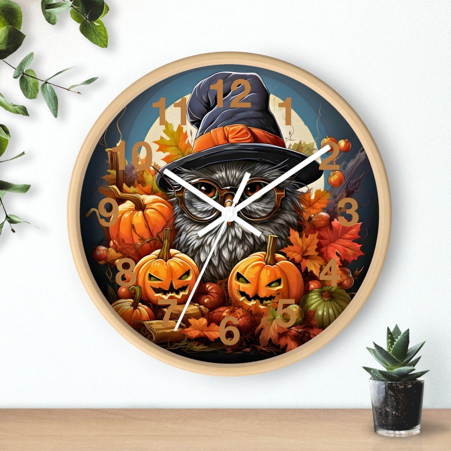 Happy HALLOTHANKSMAS Wall Clock Halloween Wall Clocks Thanksgiving Clock Fall Clock Christmas Decor - Giftsmojo