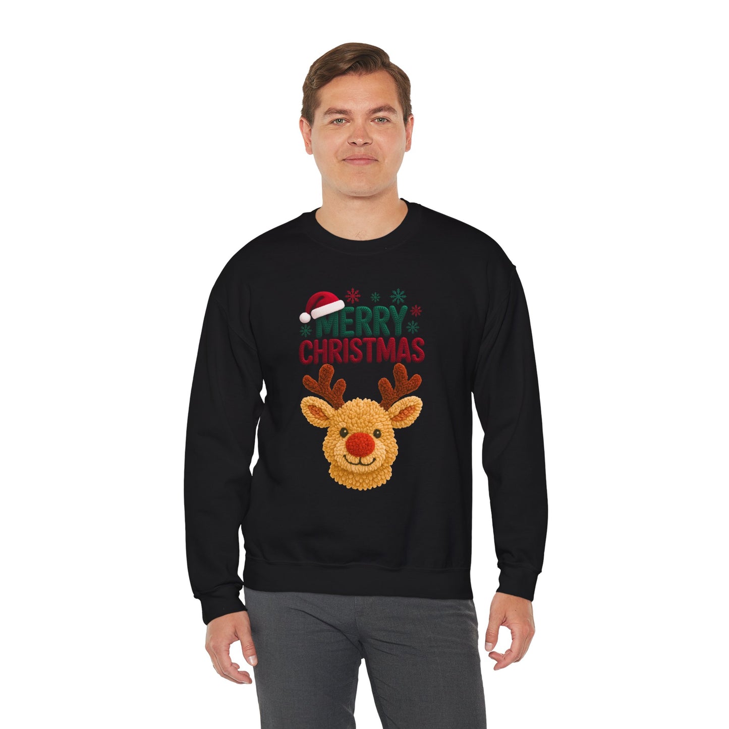 Santa Hat Reindeer Merry Christmas Sweatshirt