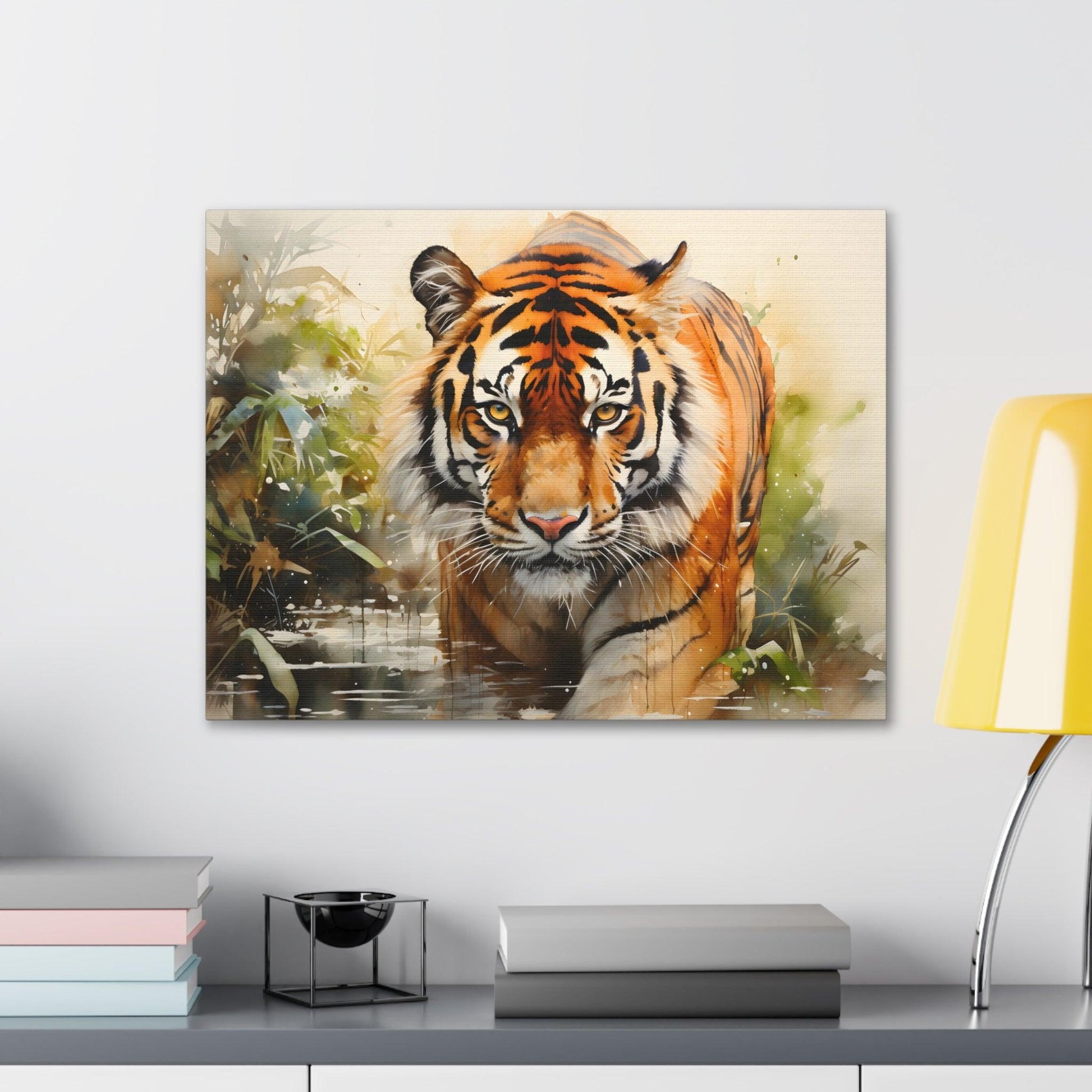 Watercolor Tiger In Nature Art Canvas Gallery Wraps Tiger Print Large Canvas Art Animal Wall Art minimalist Wall Art Lover Gift - Giftsmojo