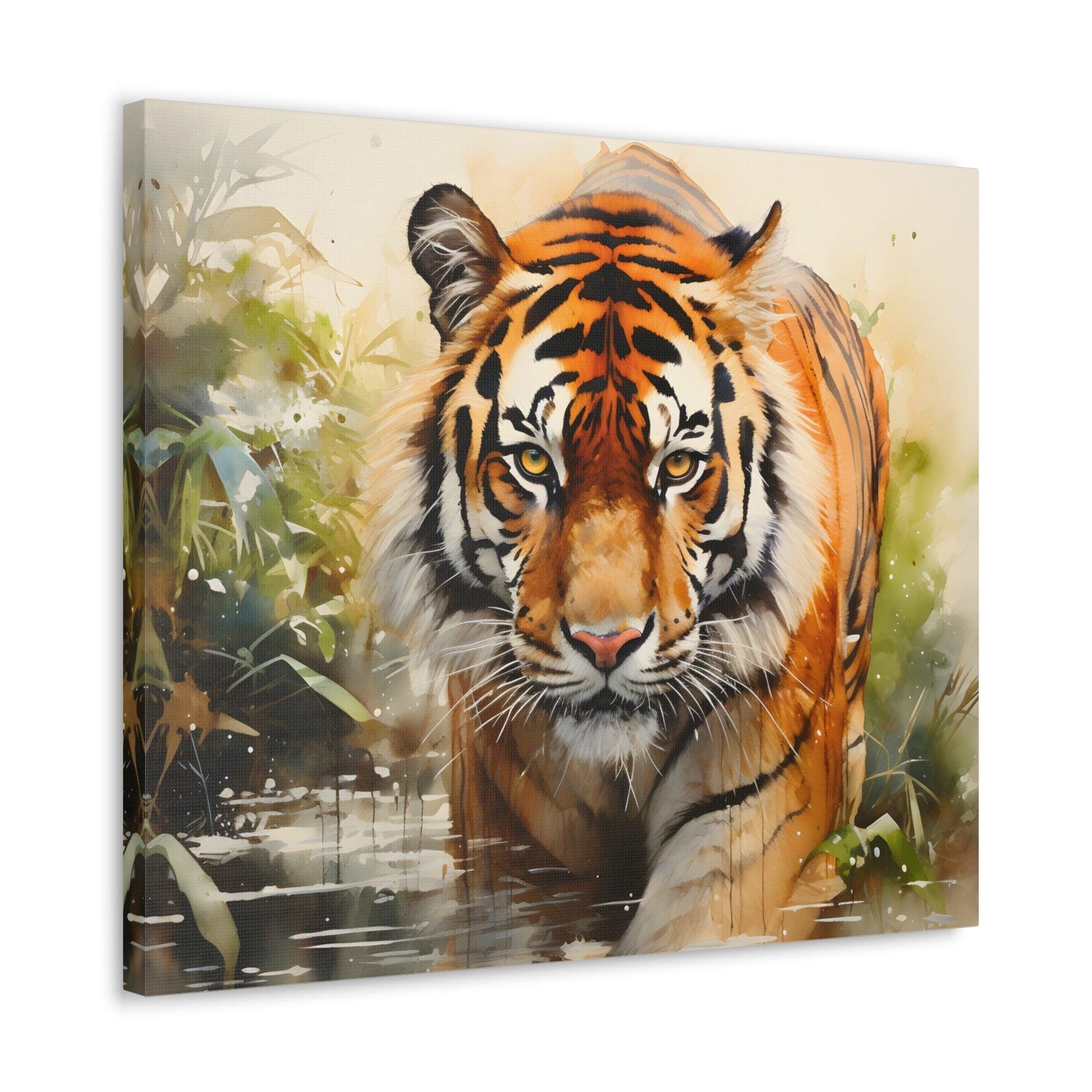 Watercolor Tiger In Nature Art Canvas Gallery Wraps Tiger Print Large Canvas Art Animal Wall Art minimalist Wall Art Lover Gift - Giftsmojo