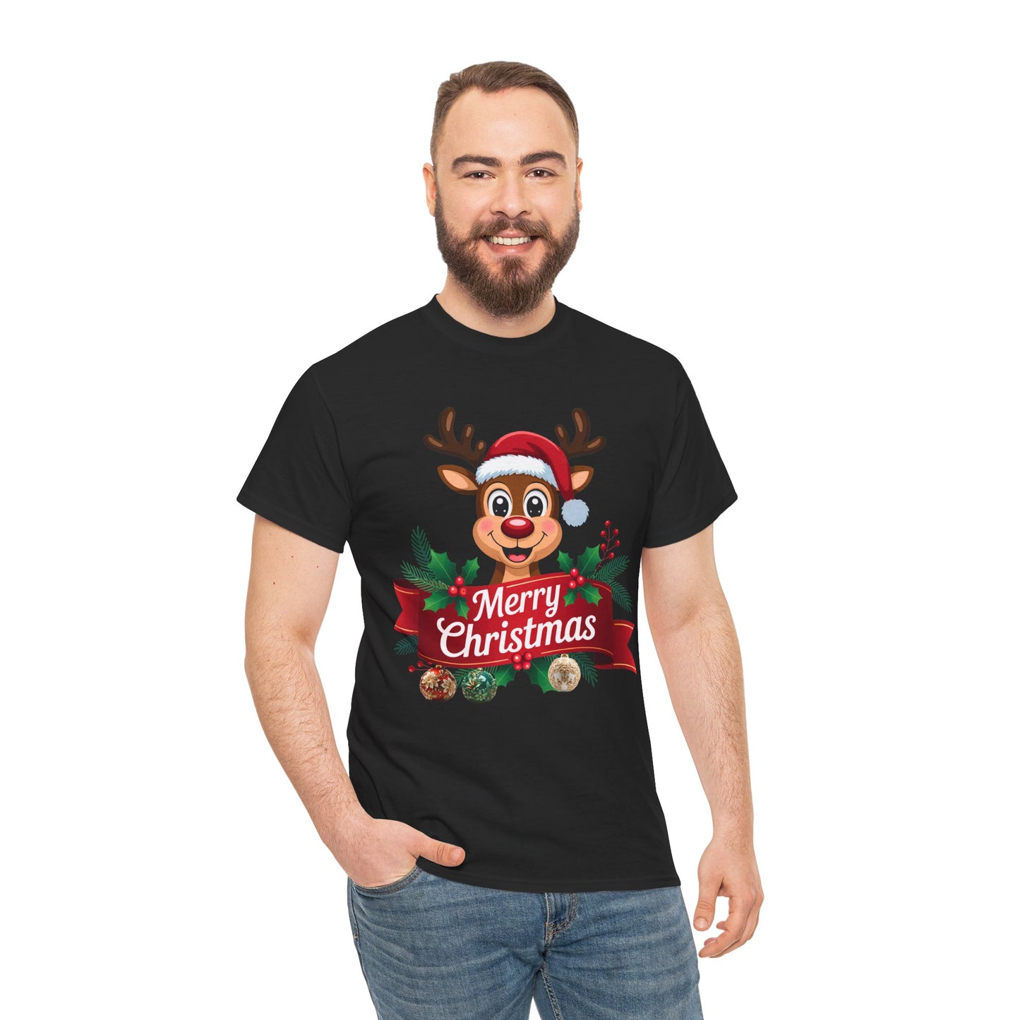 Christmas Reindeer Tee — Merry Christmas Cute Holiday Shirt