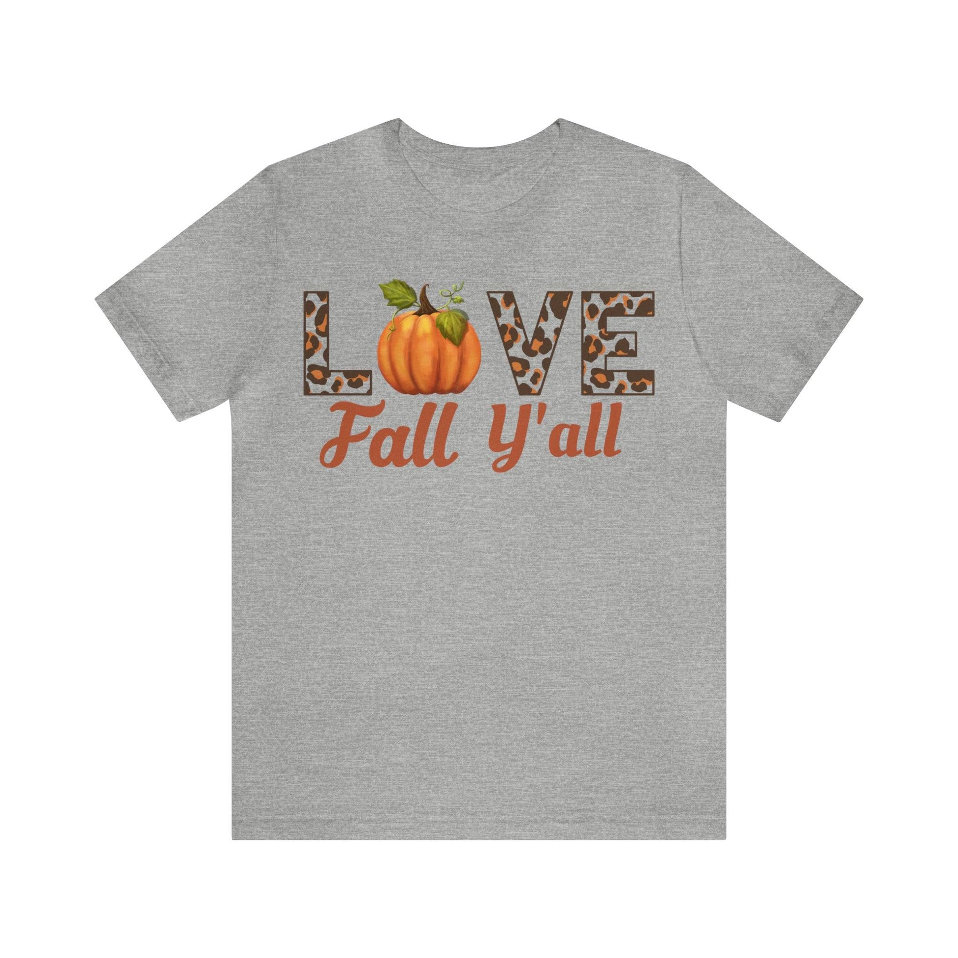 Leopard Print Love Fall Y'all Shirt, Pumpkin Shirt, Fall Shirt for Fall Lover, Fall gift - Giftsmojo