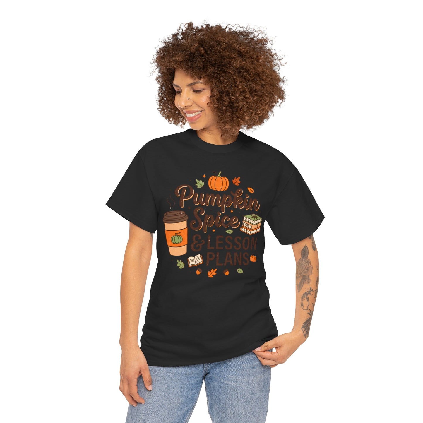 Pumpkin Spice & Lesson Plans Tee — Fall Teacher Coffee Shirt