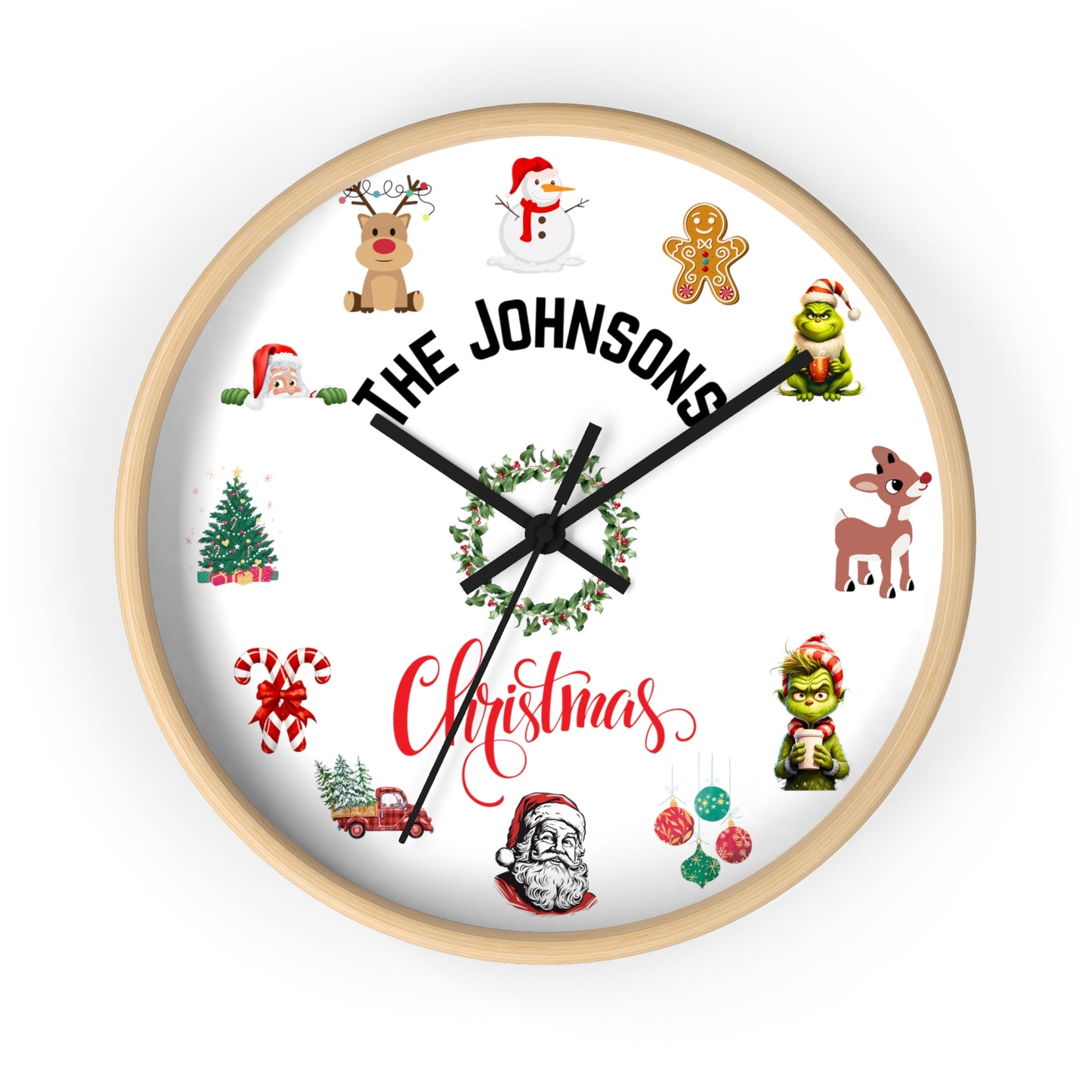 Personalized Christmas Wall Clock, Christmas Clock Christmas Gift Christmas Home Decor