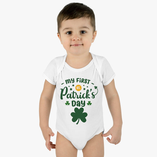 My first St Patrick's day baby onesie Infant Baby Rib Bodysuit - Giftsmojo