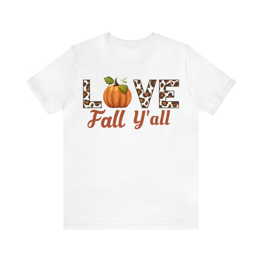 Leopard Print Love Fall Y'all Shirt, Pumpkin Shirt, Fall Shirt for Fall Lover, Fall gift - Giftsmojo