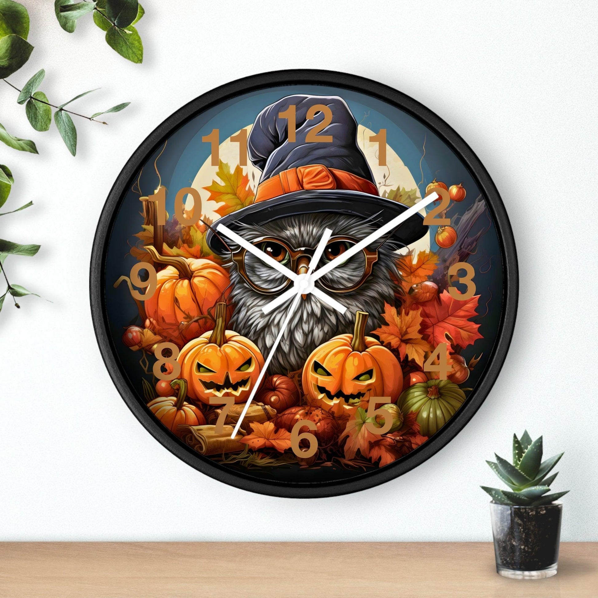 Happy HALLOTHANKSMAS Wall Clock Halloween Wall Clocks Thanksgiving Clock Fall Clock Christmas Decor - Giftsmojo