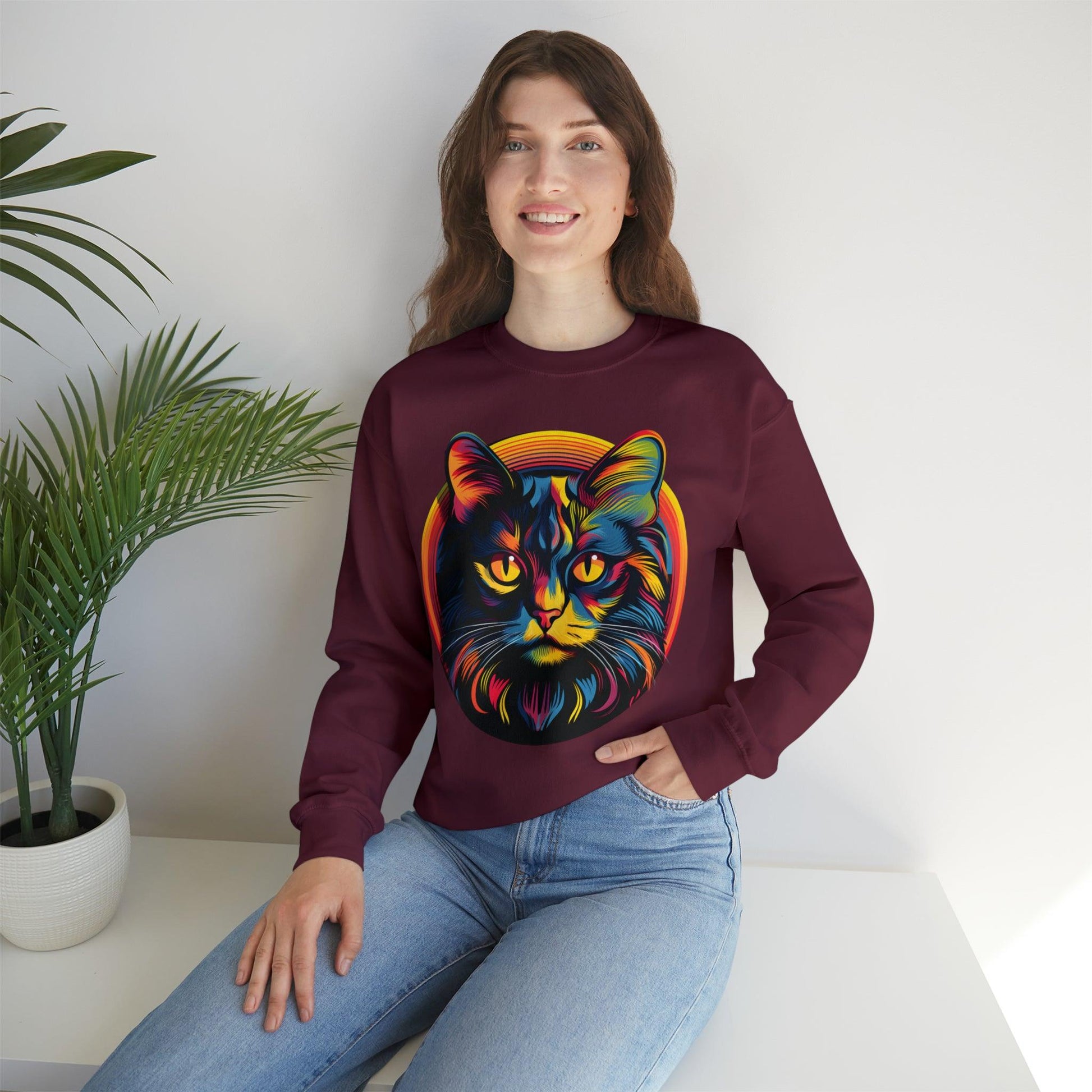 Vintage Cat Lover Sweater Retro Cat Sweatshirt Animal Lover Gift Cat Mom Gift Cat Lover Gift Cat Mom Sweatshirt Cat Crewneck Sweatshirt - Giftsmojo