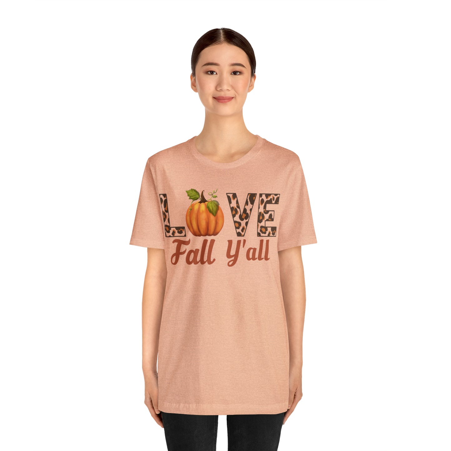 Leopard Print Love Fall Y'all Shirt, Pumpkin Shirt, Fall Shirt for Fall Lover, Fall gift