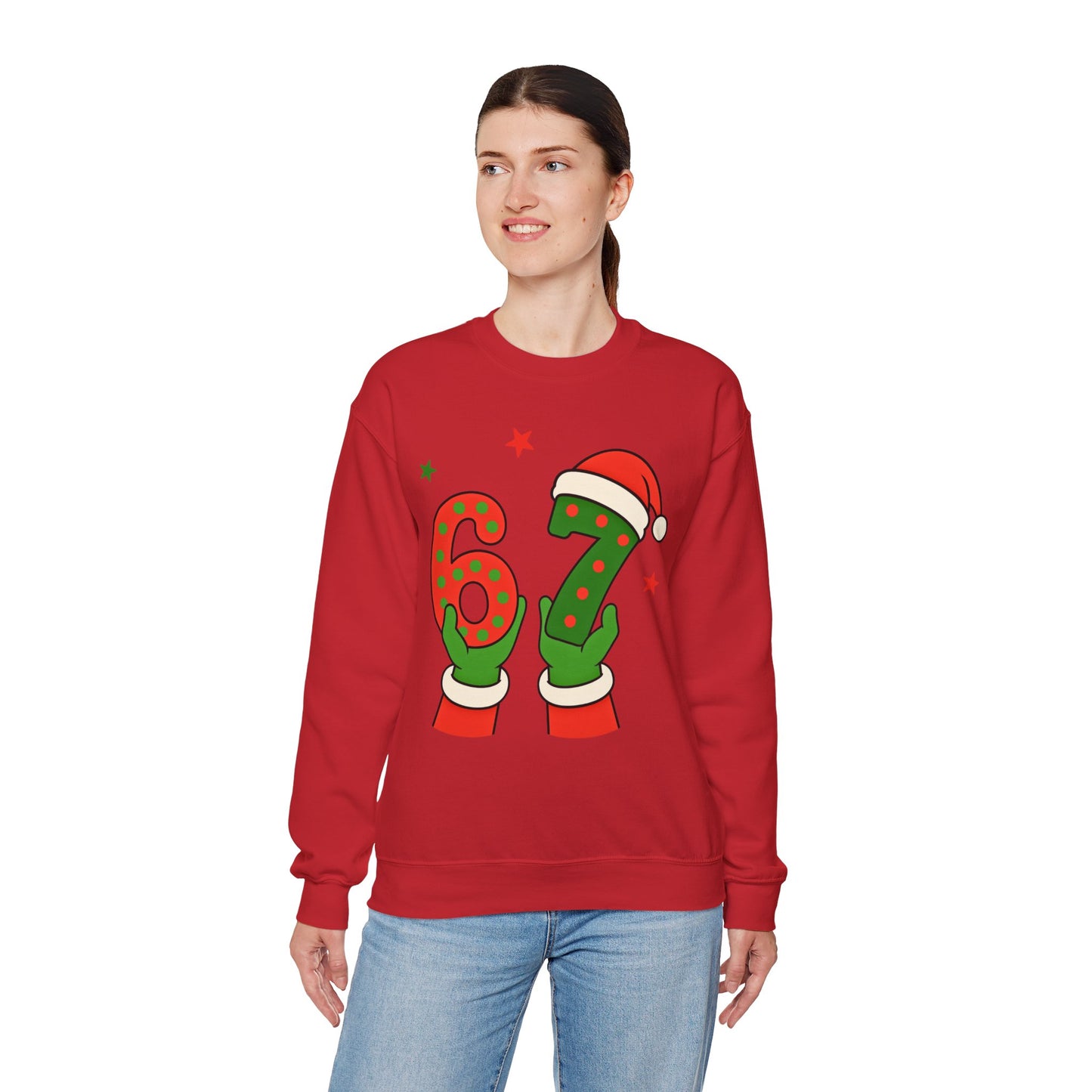 Grinch Hands Holding 'Six Seven' Sweatshirt