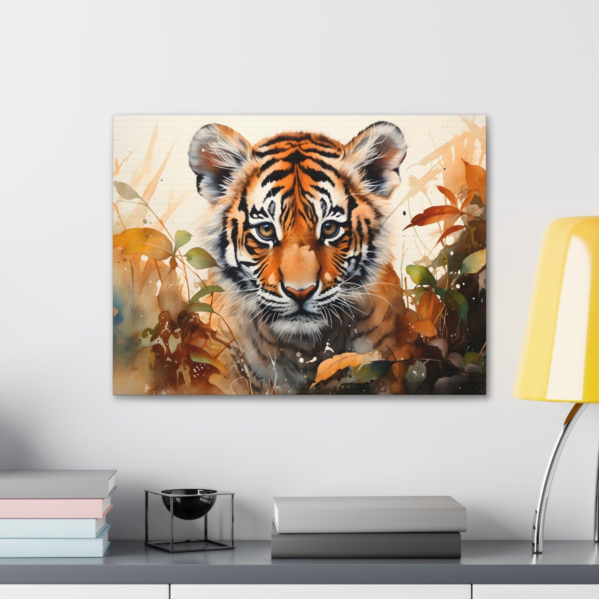 Watercolor Baby Tiger In Nature Art Canvas Gallery Wraps Tiger Print Large Canvas Art Animal Wall Art minimalist Wall Art Lover Gift - Giftsmojo