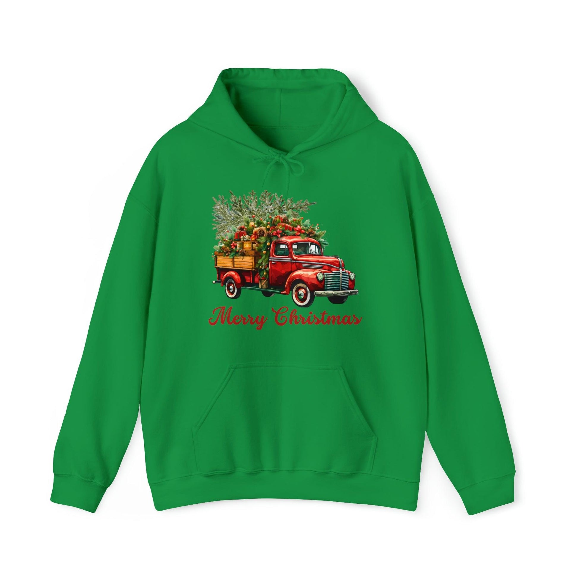 Christmas Tree Truck Hooded Sweatshirt Christmas Truck Sweatshirt Christmas Sweater Truck Pullover Christmas Tree Sweat Pine Tree Pullover - Giftsmojo