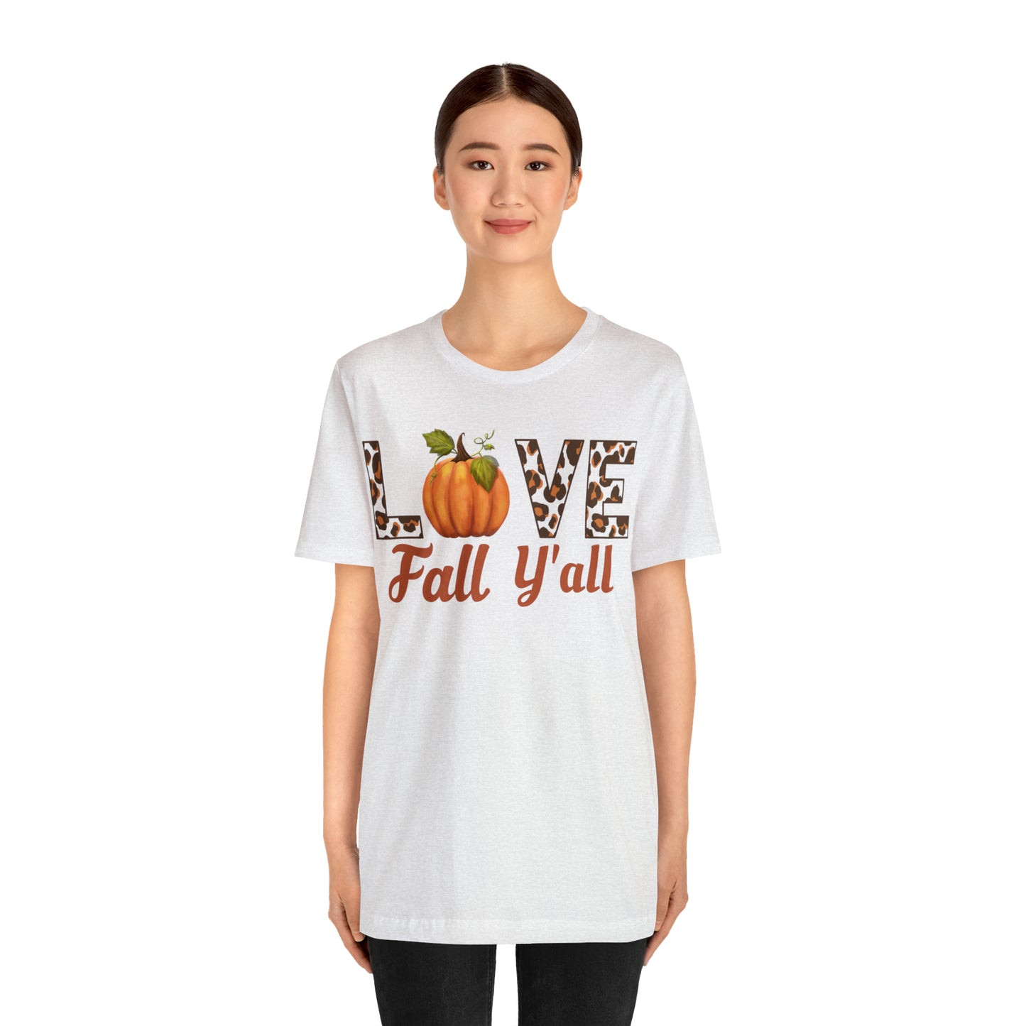 Leopard Print Love Fall Y'all Shirt, Pumpkin Shirt, Fall Shirt for Fall Lover, Fall gift