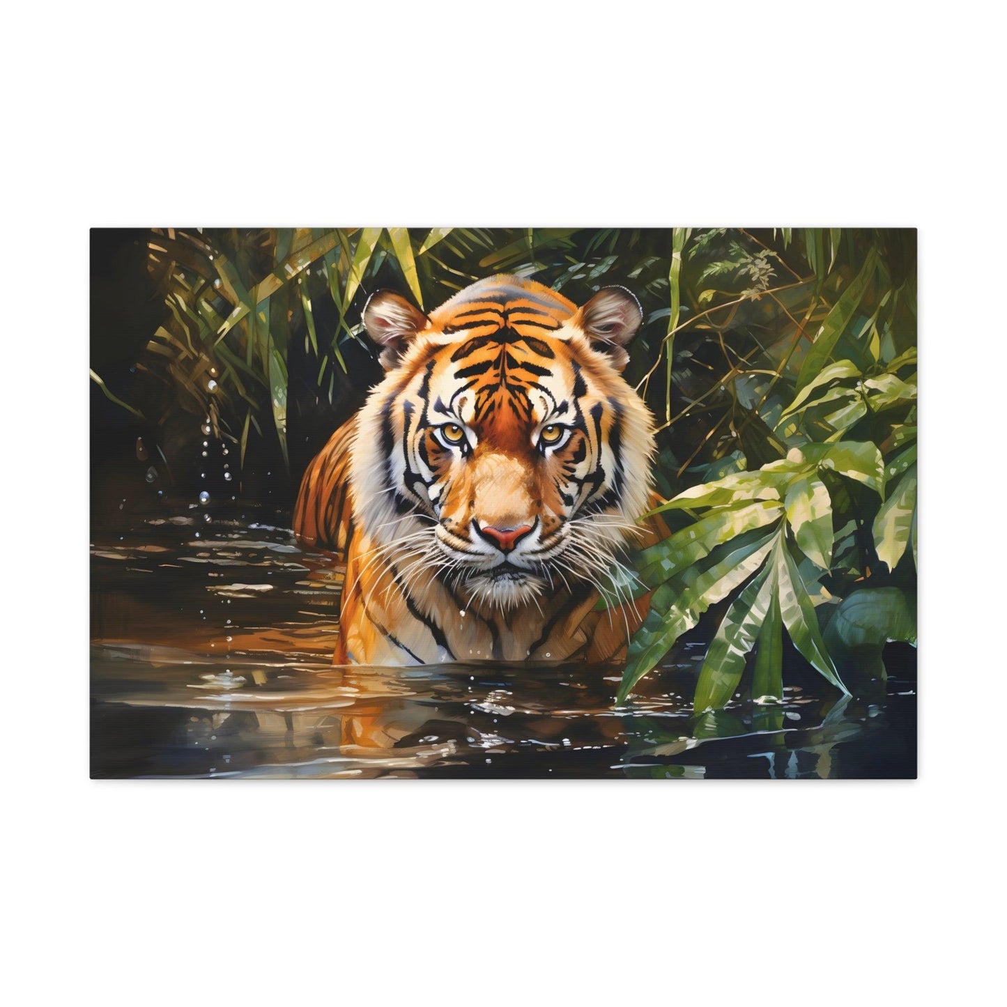 Watercolor Tiger In Nature Art Canvas Gallery Wraps Tiger Print Large Canvas Art Animal Wall Art minimalist Wall Art Lover Gift - Giftsmojo