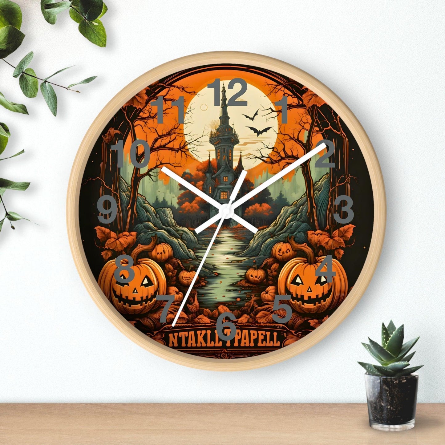 Happy HALLOTHANKSMAS Clock Halloween Ghost Wall Clock Halloween Wall Clocks Halloween Clock Fall Clock Halloween Decor