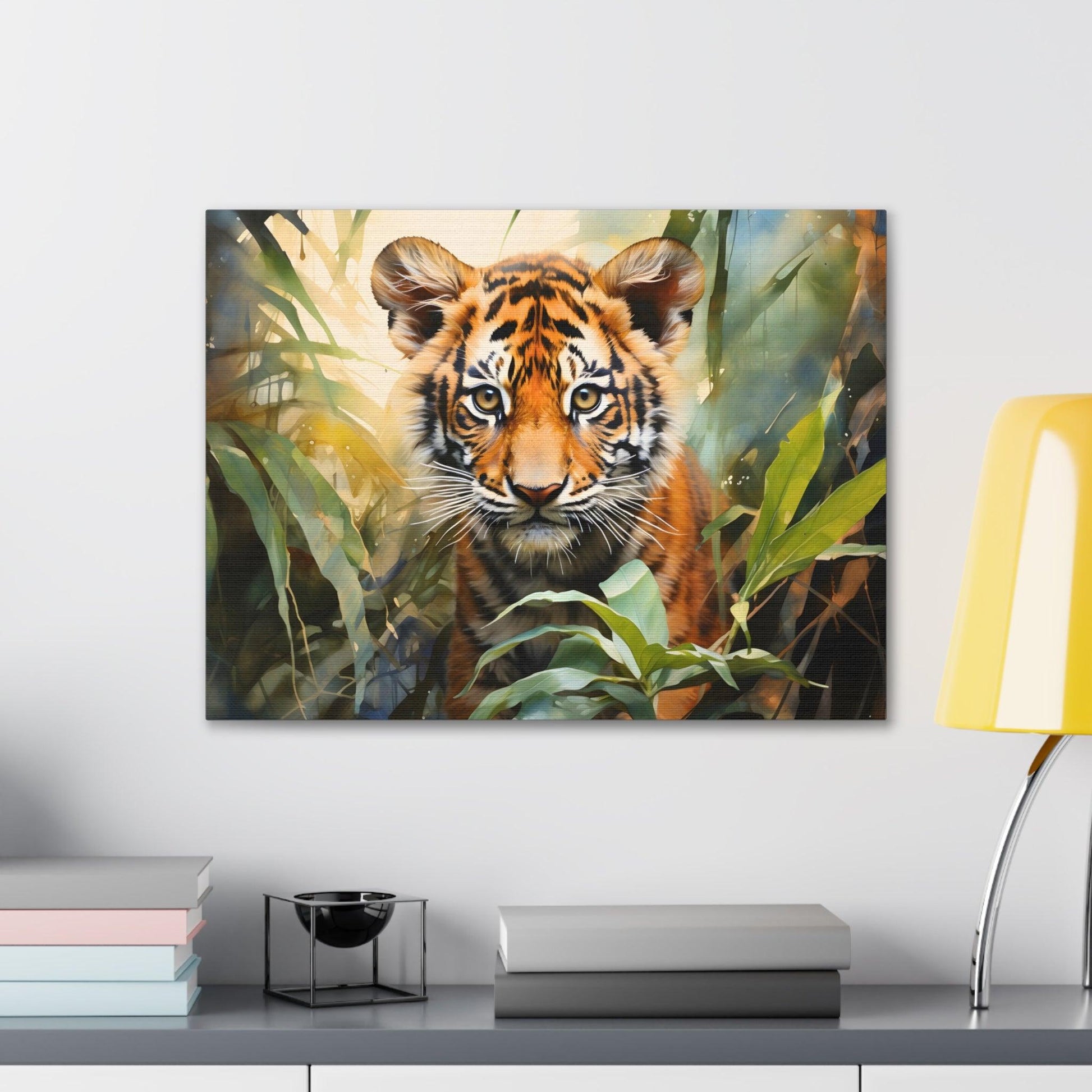 Watercolor Baby Tiger In Nature Art Canvas Gallery Wraps Tiger Print Large Canvas Art Animal Wall Art minimalist Wall Art Lover Gift - Giftsmojo